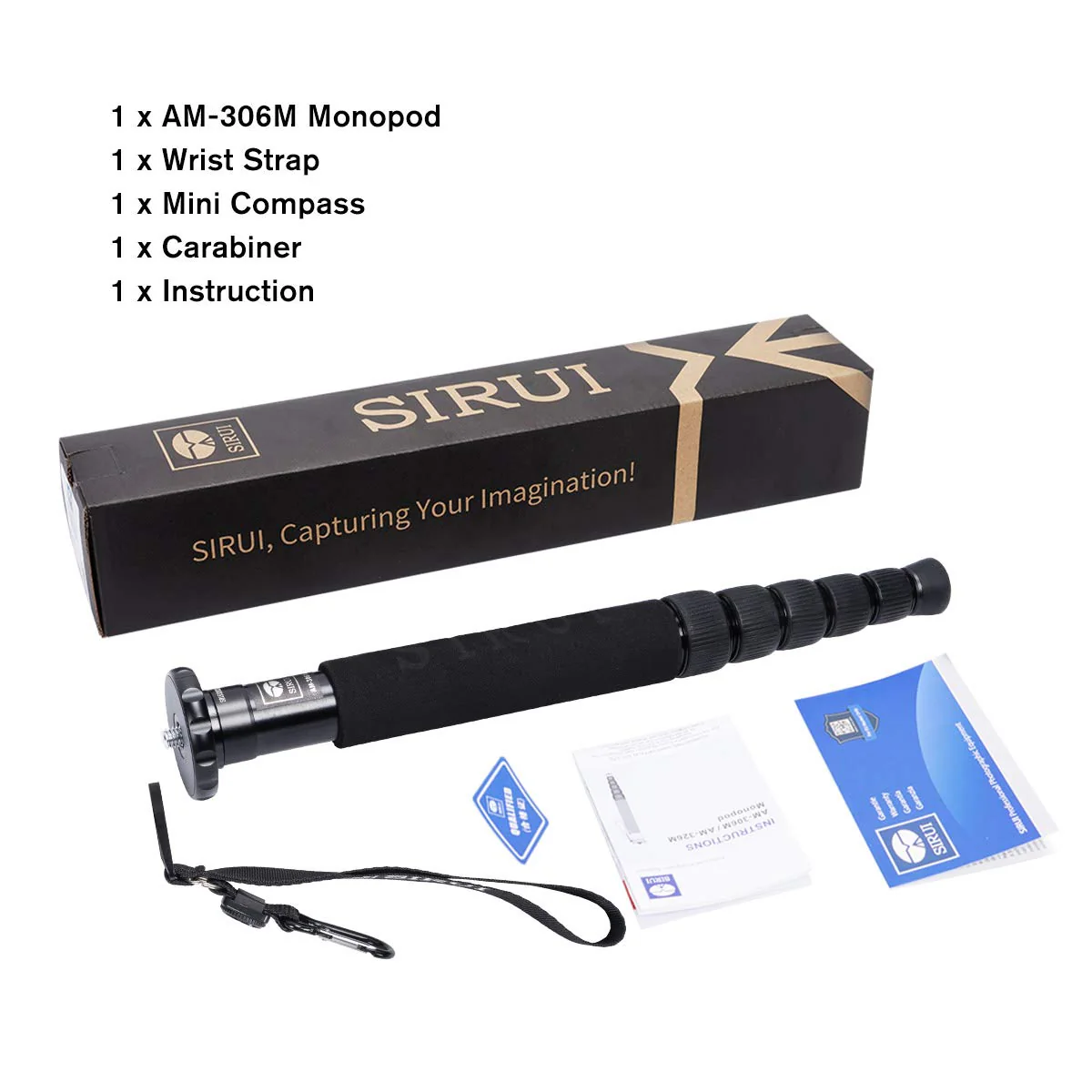 SIRUI AM-306M Camera Monopod, 6-Section 15.6-61.4 inches Aluminum Alloy Extendable Compact Lightweight Portable Travel Monopod for DSLR Cameras, Payload 17.6 lbs/8kg - Image 8
