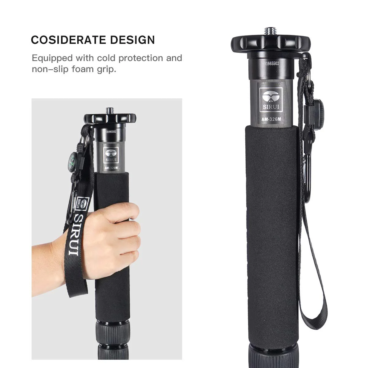 SIRUI Camera Monopod AM-326M 6 Section Carbon Fiber Portable Compact Lightweight Travel Monopod - Image 7