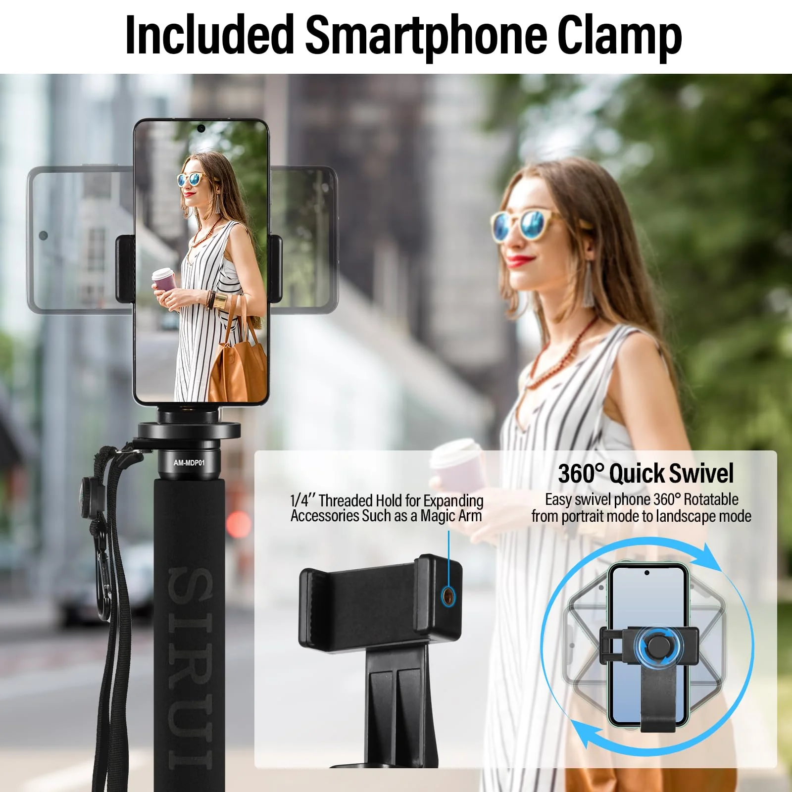 SIRUI Camera Monopod AM-MDP01, 65 inch Carbon Fiber Monopod Compact Lightweight for Travel, Max Load 22lbs/10kg - Image 6