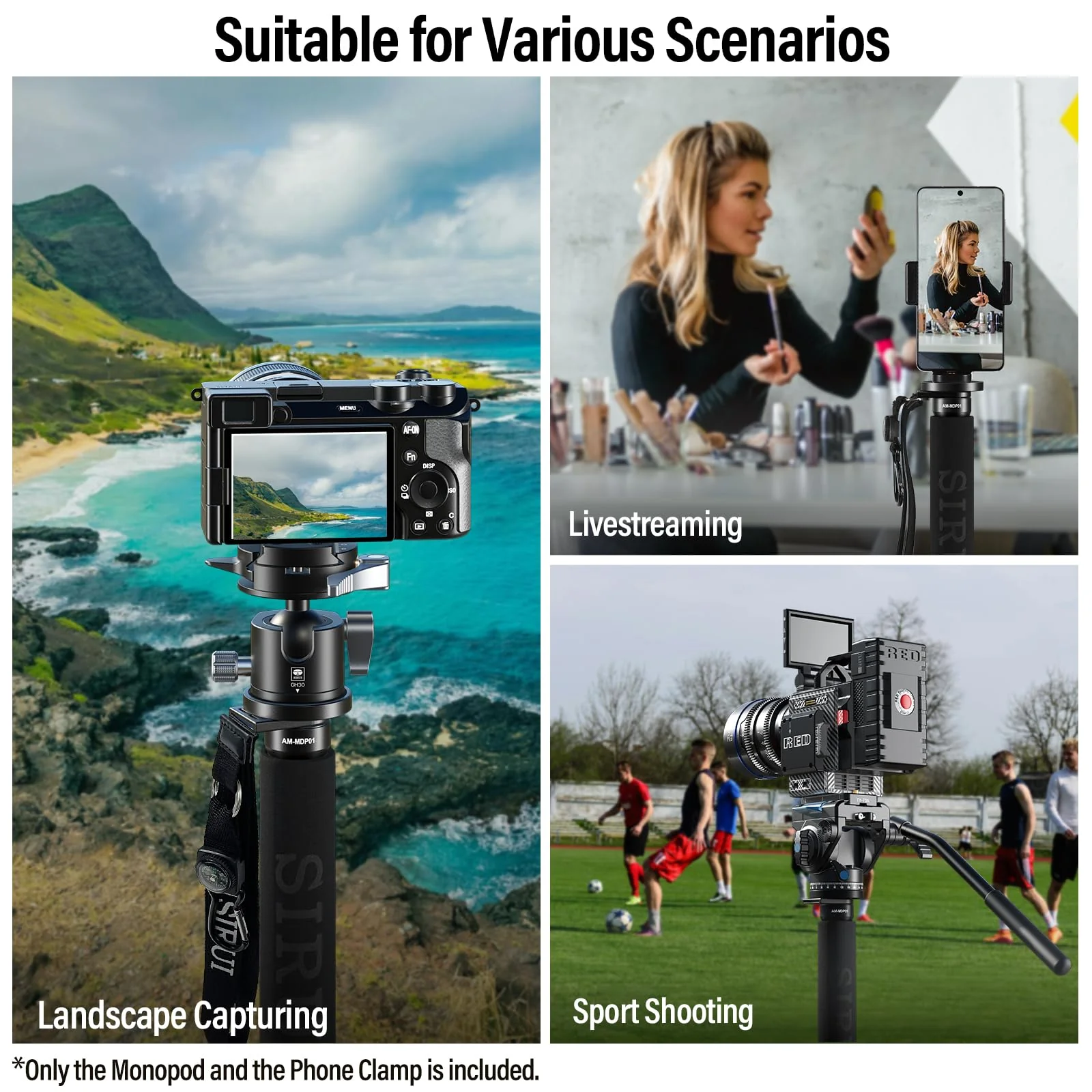 SIRUI Camera Monopod AM-MDP01, 65 inch Carbon Fiber Monopod Compact Lightweight for Travel, Max Load 22lbs/10kg - Image 8