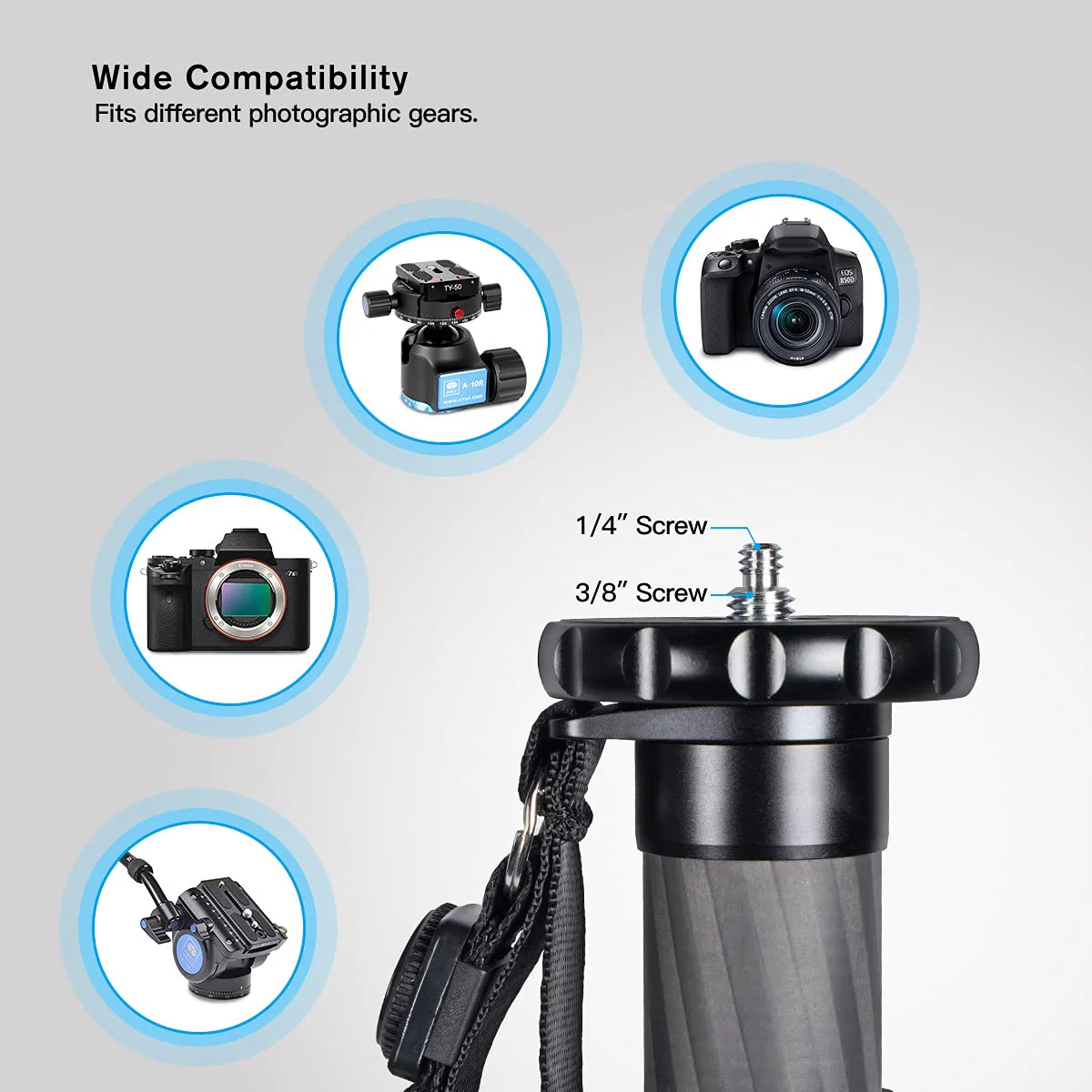SIRUI Camera Monopod P-326 6 Section Carbon Fiber Compact Lightweight Travel Monopod - Image 3