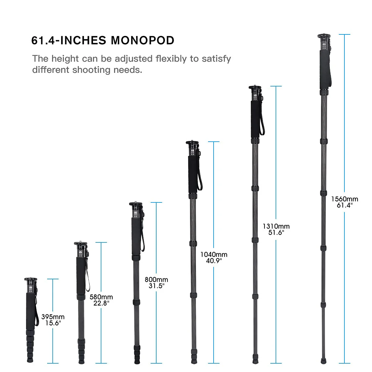 SIRUI Camera Monopod P-326 6 Section Carbon Fiber Compact Lightweight Travel Monopod - Image 4