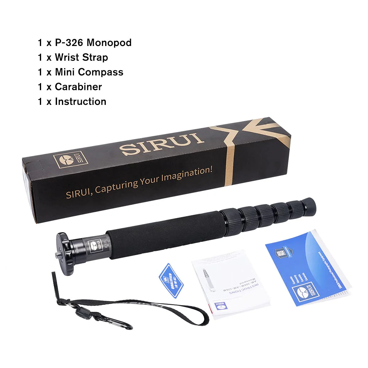 SIRUI Camera Monopod P-326 6 Section Carbon Fiber Compact Lightweight Travel Monopod - Image 8