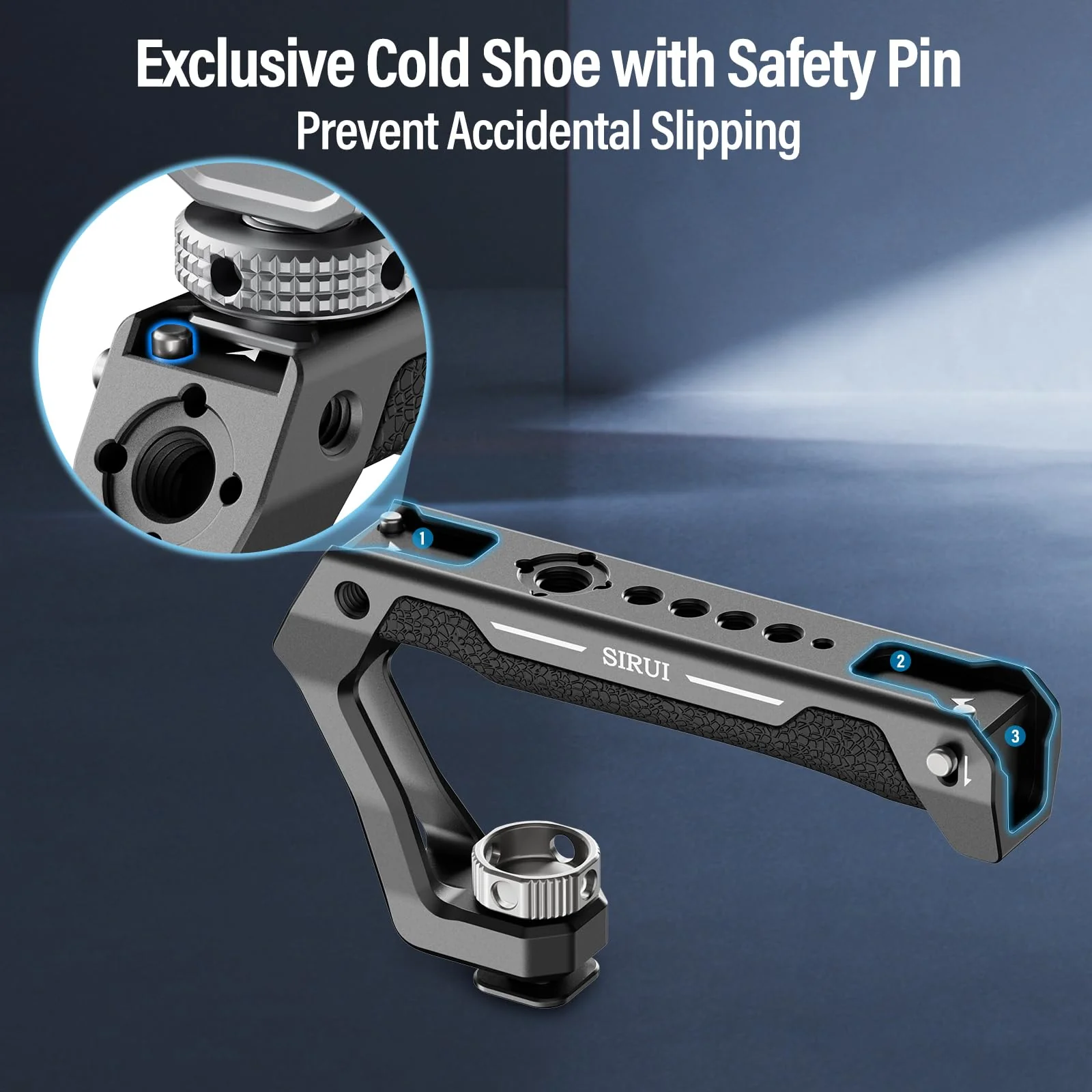 SIRUI Cold Shoe Mount Camera Top Handle, Universal Camera Cage Top Hand Grip with Anti-Off Designed Cold Shoe Adapter, and Multiple Mounting Points, AM-THC - Image 4