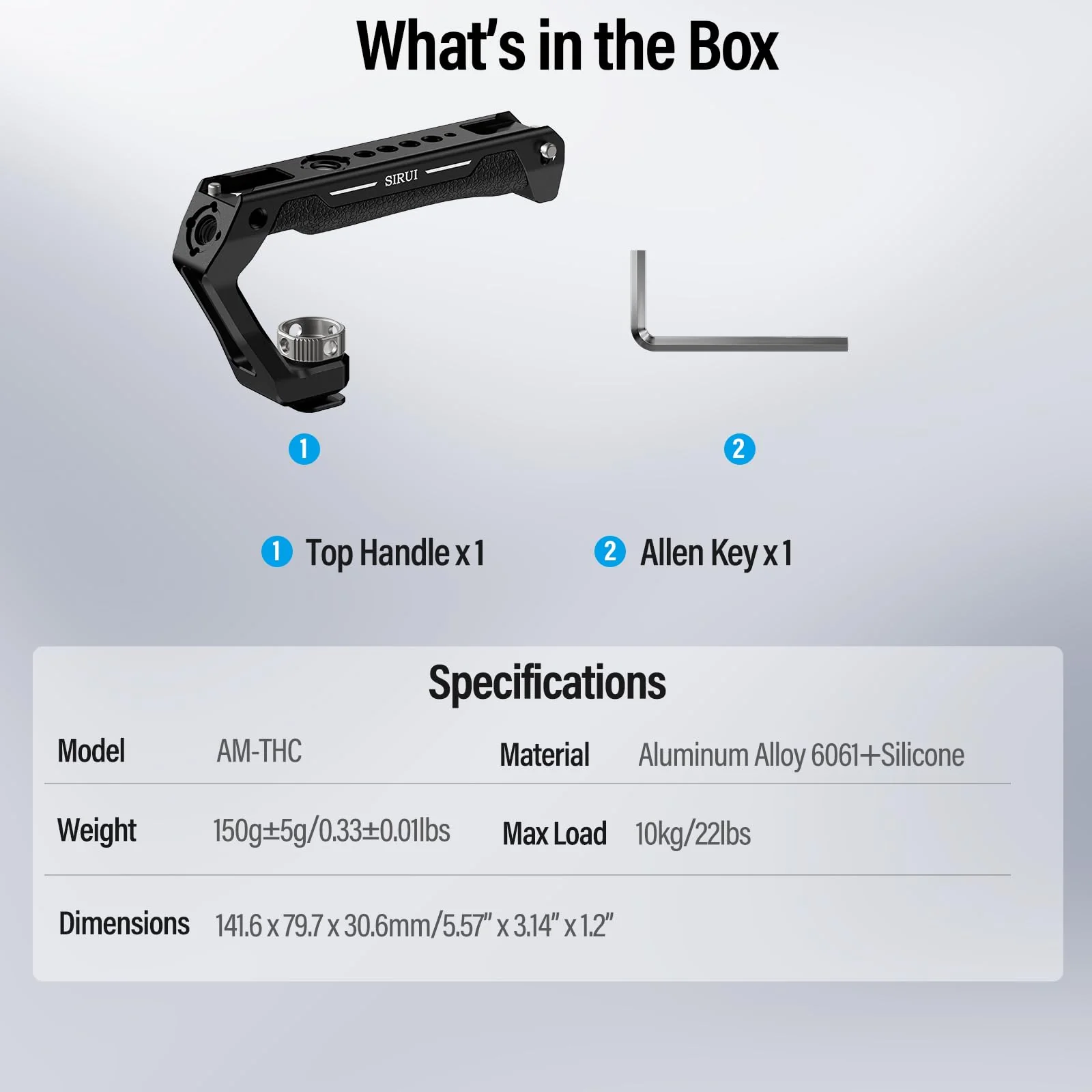 SIRUI Cold Shoe Mount Camera Top Handle, Universal Camera Cage Top Hand Grip with Anti-Off Designed Cold Shoe Adapter, and Multiple Mounting Points, AM-THC - Image 9
