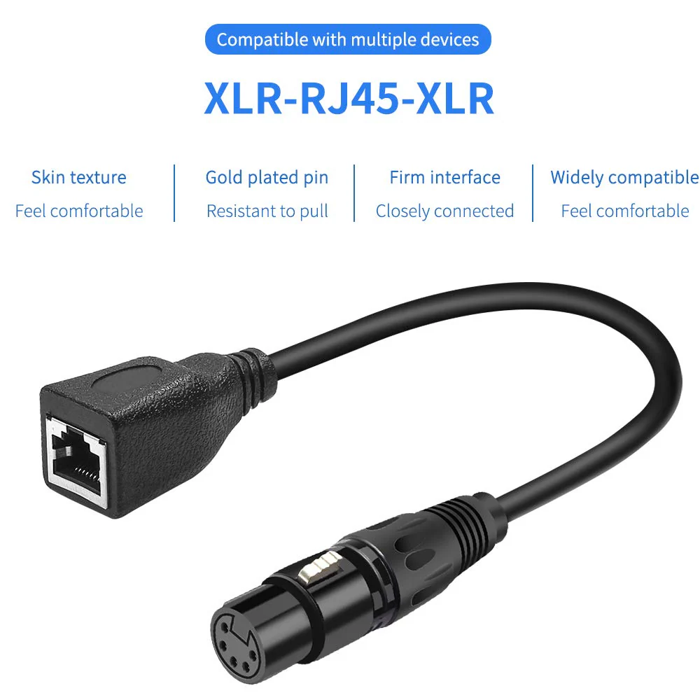 SiYear XLR 5 pin RJ45 Adapter Cable-XLR 5 Pin Male to RJ45 & XLR 5 Pin Female to RJ45 Female DMX Ethernet Adapter Converter cable(1SET/ 2PACK) - Image 2