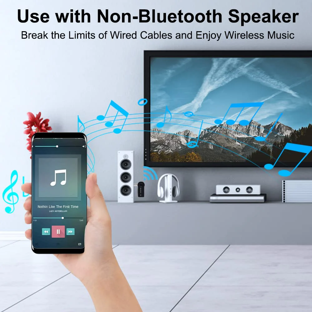 SKYBESS Bluetooth Receiver Portable 3.5mm Aux Bluetooth Audio Adapter for Car/Home Sound System/Wired Headphones/Speaker, Wireless Audio Receiver for Music Streaming/Hands-Free Calls, Built-in Mic - Image 3
