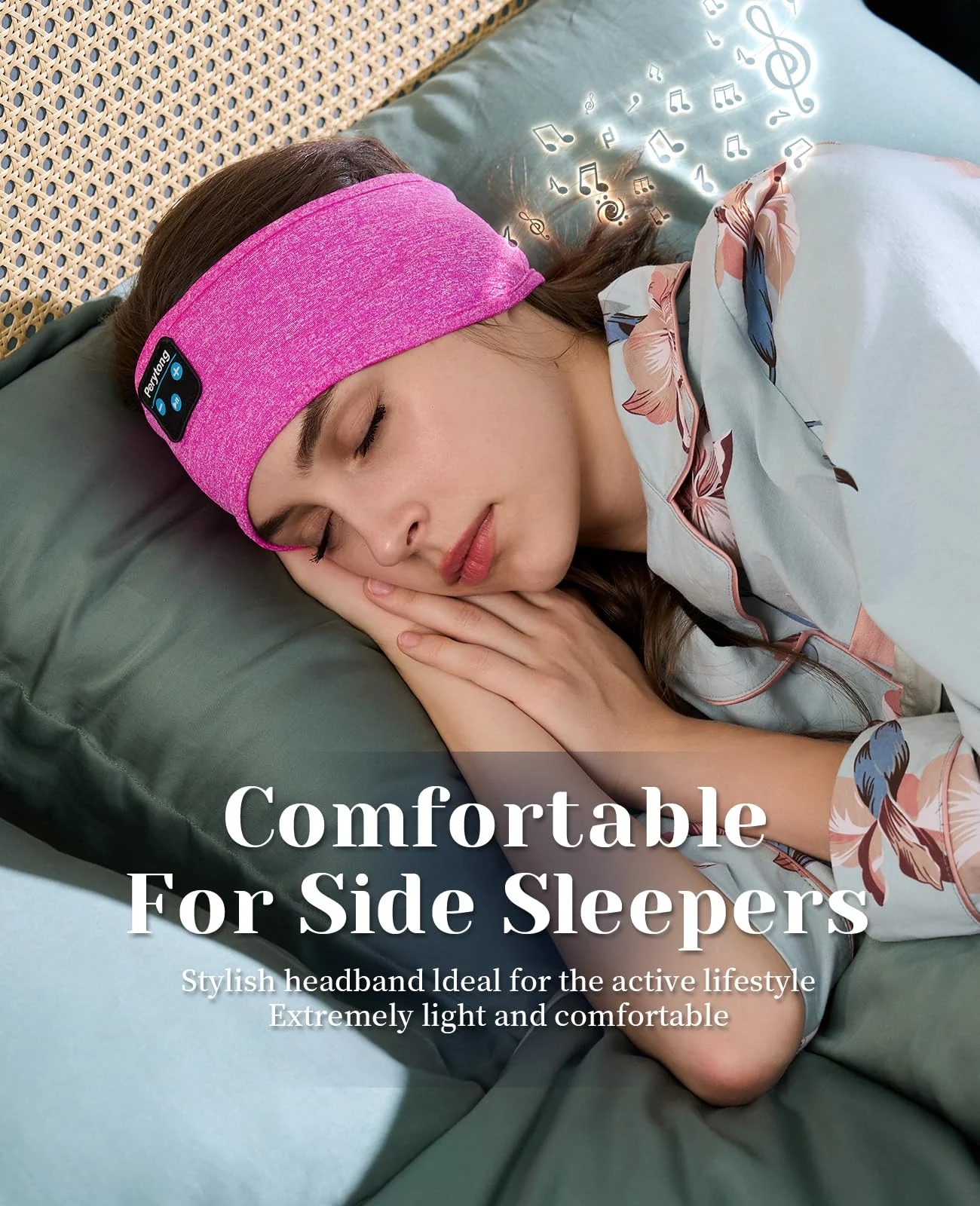 Sleep Headphones Bluetooth Headband Sleeping Headphones Headband Wireless Sleep Headband with Comfortable Earbuds for Side Sleepers, Sleeping Eye Mask for Women Men Workout Running Cool Gifts Rose Pink - Image 3
