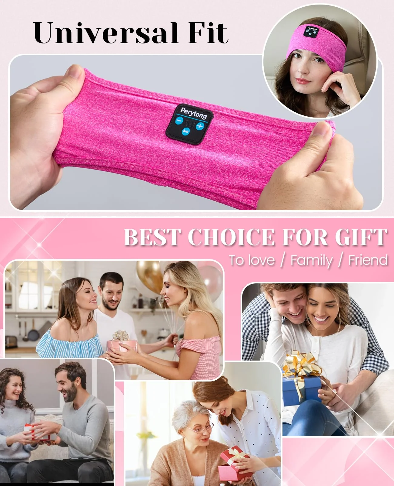 Sleep Headphones Bluetooth Headband Sleeping Headphones Headband Wireless Sleep Headband with Comfortable Earbuds for Side Sleepers, Sleeping Eye Mask for Women Men Workout Running Cool Gifts Rose Pink - Image 8