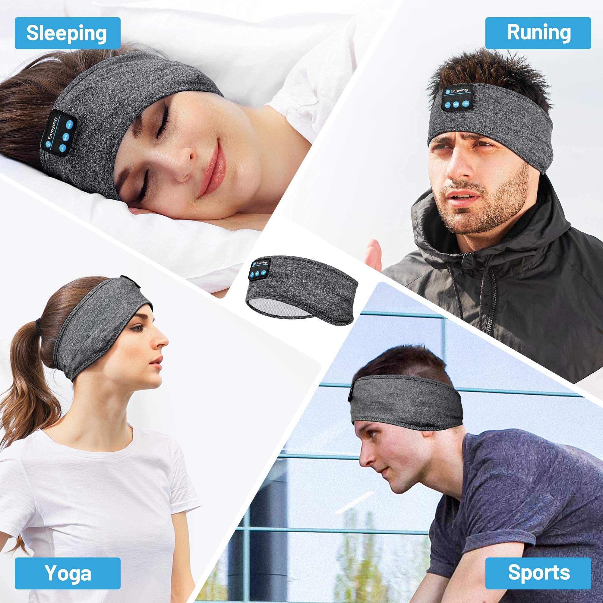 Sleep Headphones Wireless, Perytong Bluetooth Sports Headband Headphones with Ultra-Thin HD Stereo Speakers Perfect for Sleeping,Workout,Jogging,Yoga,Insomnia, Air Travel, Meditation Grey - Image 7