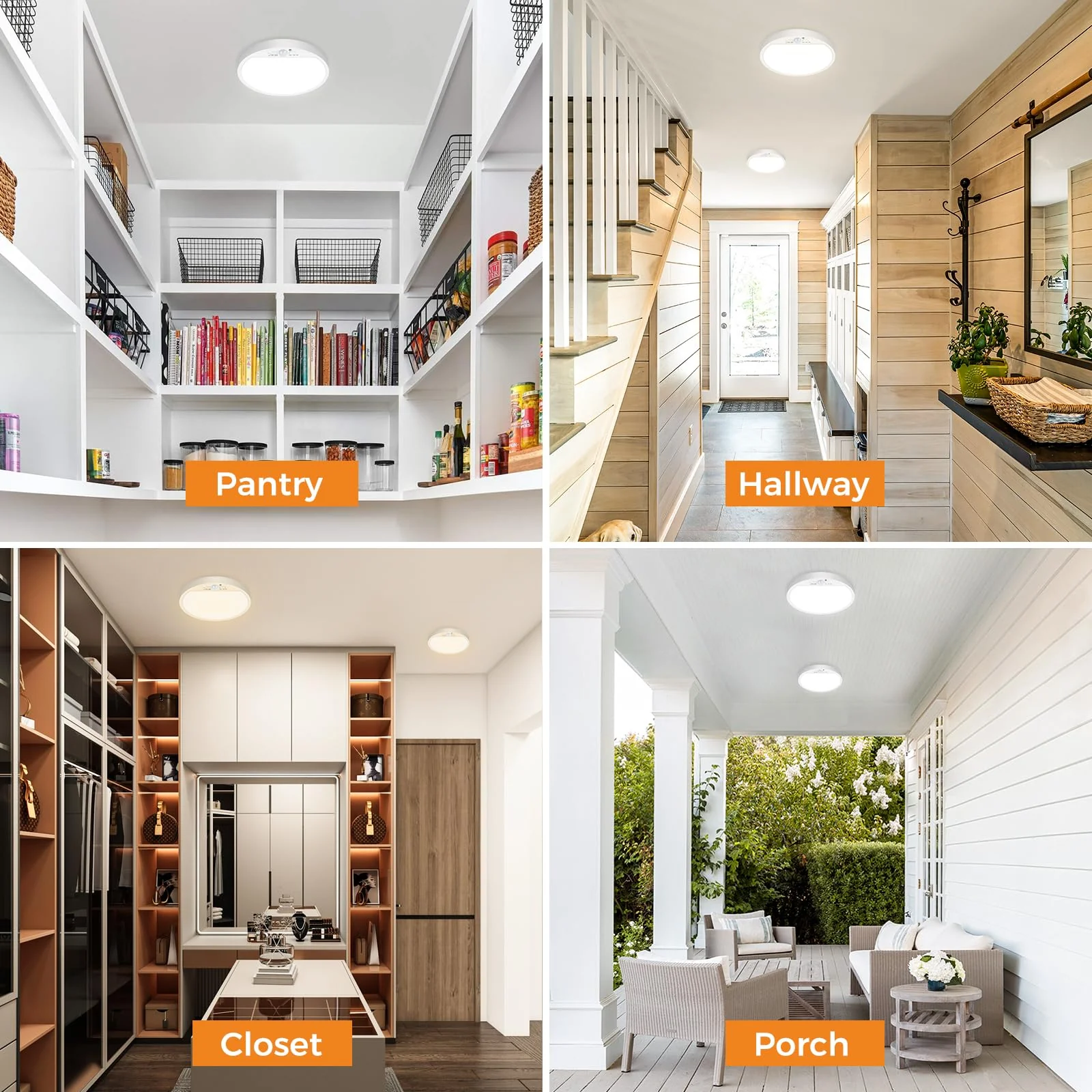 Slochi 2Pack Motion Sensor Ceiling Light Wired, 3000K/4000K/6500K Motion Sensor Light Indoor, 15W 1500LM 7 In Closet Lights Motion Sensored with Timer, Flush Mount Light for Hallway Wall Pantry, White 2packs-7Inch - Image 5