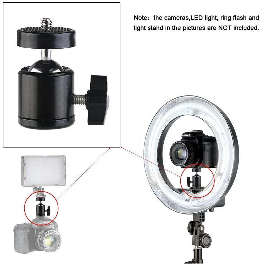 SLOW DOLPHIN Hot Shoe Mount Adapter 360 Degree Swivel Mini Ball Head 1/4 Tripod Screw for Cameras, Camcorders, Smart Phone, LED Video Light, Microphone (4 Packs) - Image 6