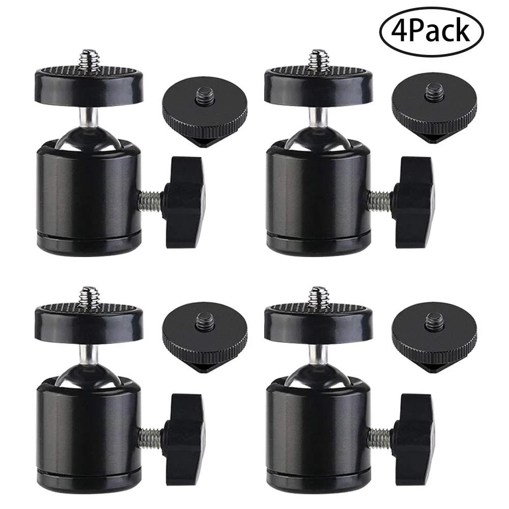 SLOW DOLPHIN Hot Shoe Mount Adapter 360 Degree Swivel Mini Ball Head 1/4 Tripod Screw for Cameras, Camcorders, Smart Phone, LED Video Light, Microphone (4 Packs) - Image 8