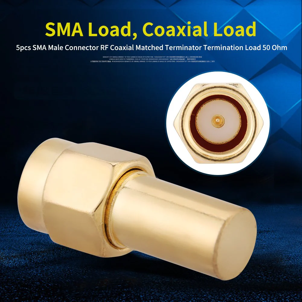 sma50ohl 5pcs SMA Male Connector RF Coaxial Matched Terminator Termination 5 Pieces SMA Connector Coaxial Adapter Terminal Terminal Terminal Termination Load 50 Ohm 2W Load - Image 2