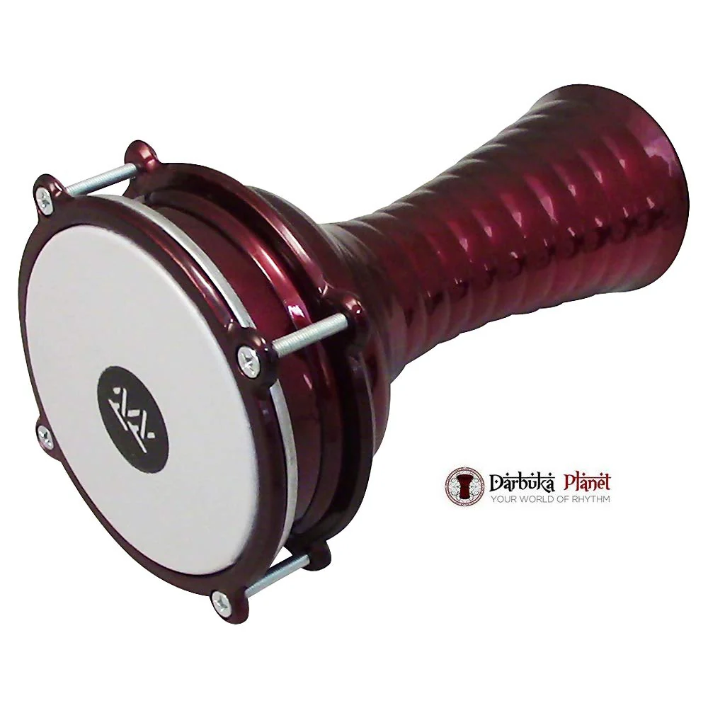 Small 10'' Length Aluminum Darbuka, 5.2" Tunable Synthetic Head Doumbek Hand Drum (Red) Red - Image 2