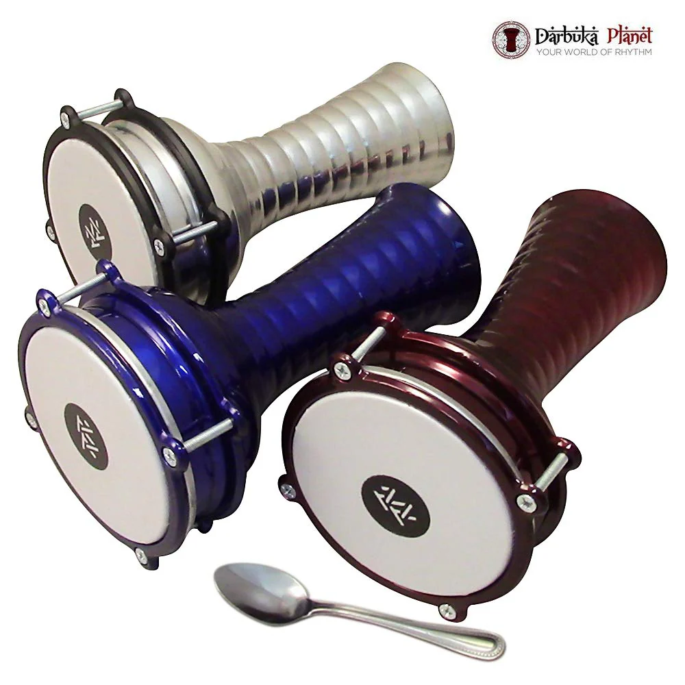 Small 10'' Length Aluminum Darbuka, 5.2" Tunable Synthetic Head Doumbek Hand Drum (Red) Red - Image 3