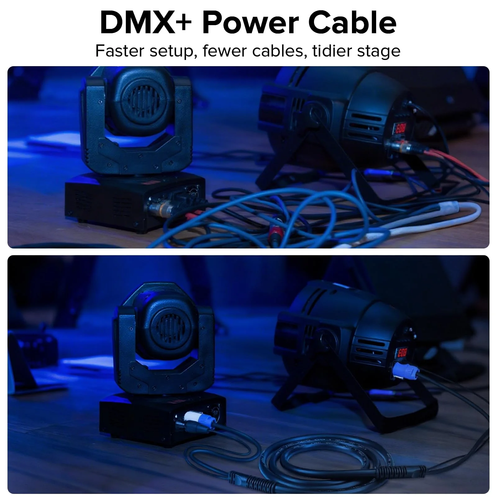 SMALL-EYE 3 Pin DMX & Power Con Combo Link Cable 10 ft – 14AWG Power Control DMX Male to Female Cord for Lighting Fixtures 10 Feet - Image 3