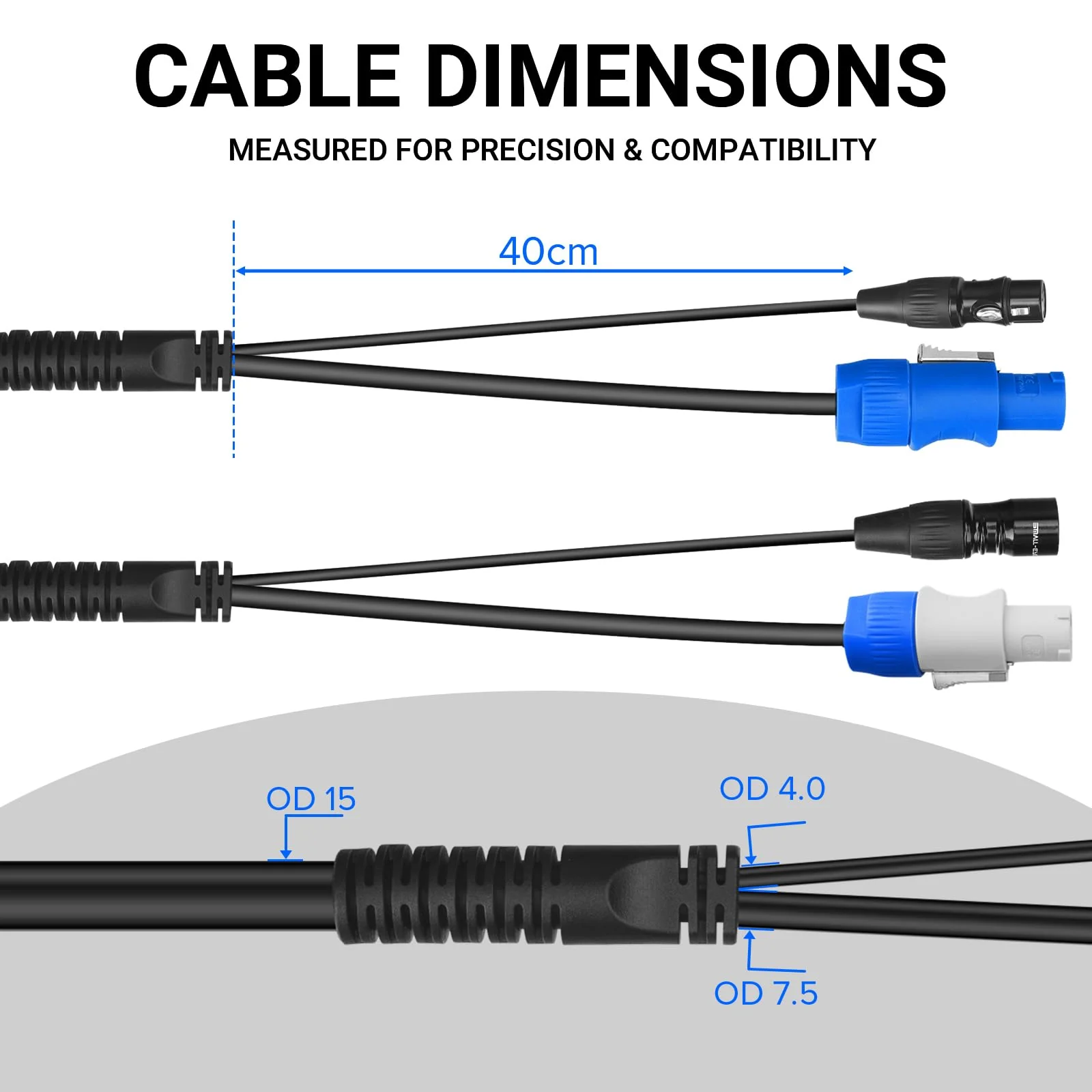SMALL-EYE 3 Pin DMX & Power Con Combo Link Cable 10 ft – 14AWG Power Control DMX Male to Female Cord for Lighting Fixtures 10 Feet - Image 6