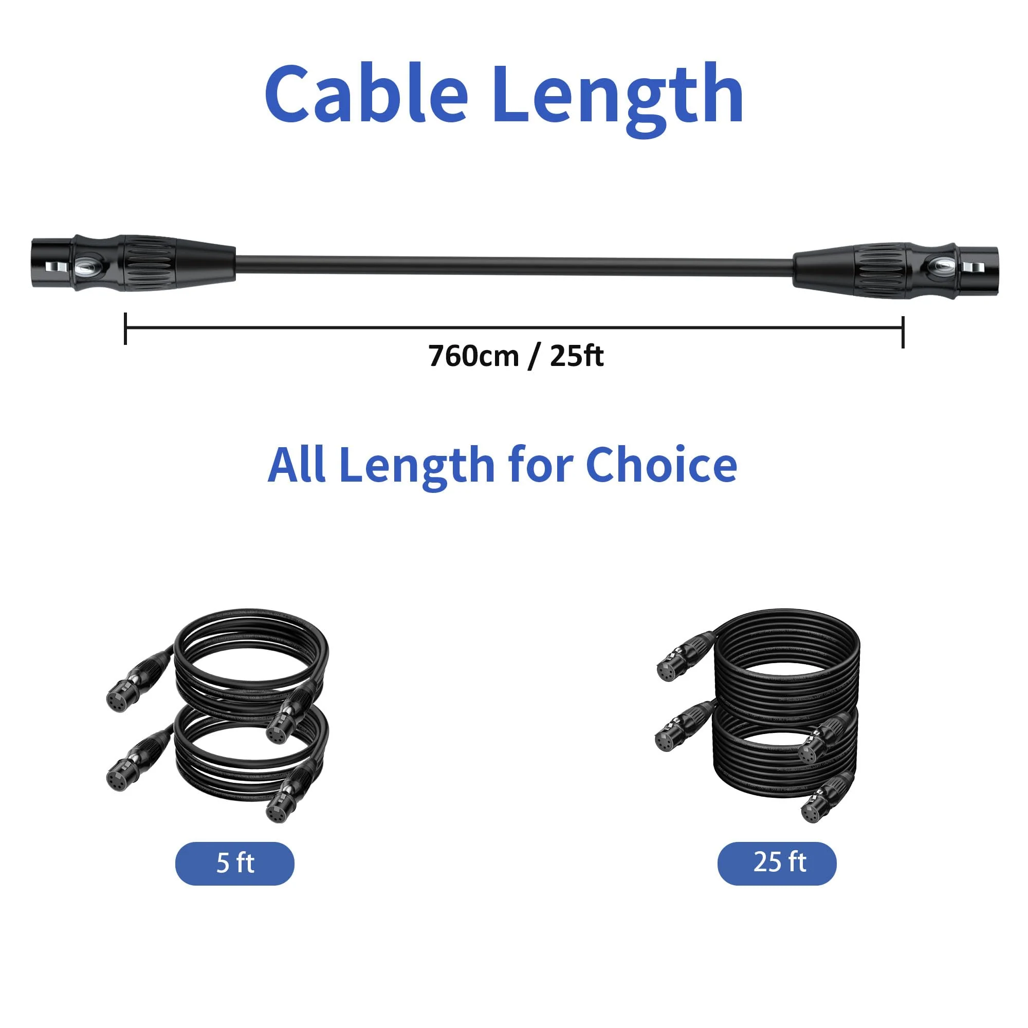 SMALL-EYE 5 Pin DMX Cable Female to Female 25 ft 2-Pack – 4-Core Shielded Jumper for DMX512 Signal Splitters and Patch Panels 25 feet -2 Packs - Image 5