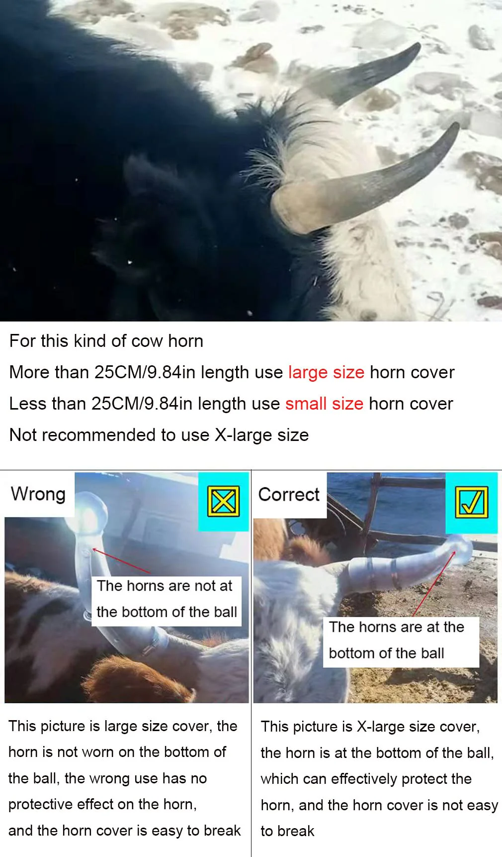 Small Size Silicone Goats Calf Cattle Bull Cow Horn Cover Anti-Fight Protective Cover Cow Horn Protector Round Cornered With Small Size 6.9"X1.77" - Image 5