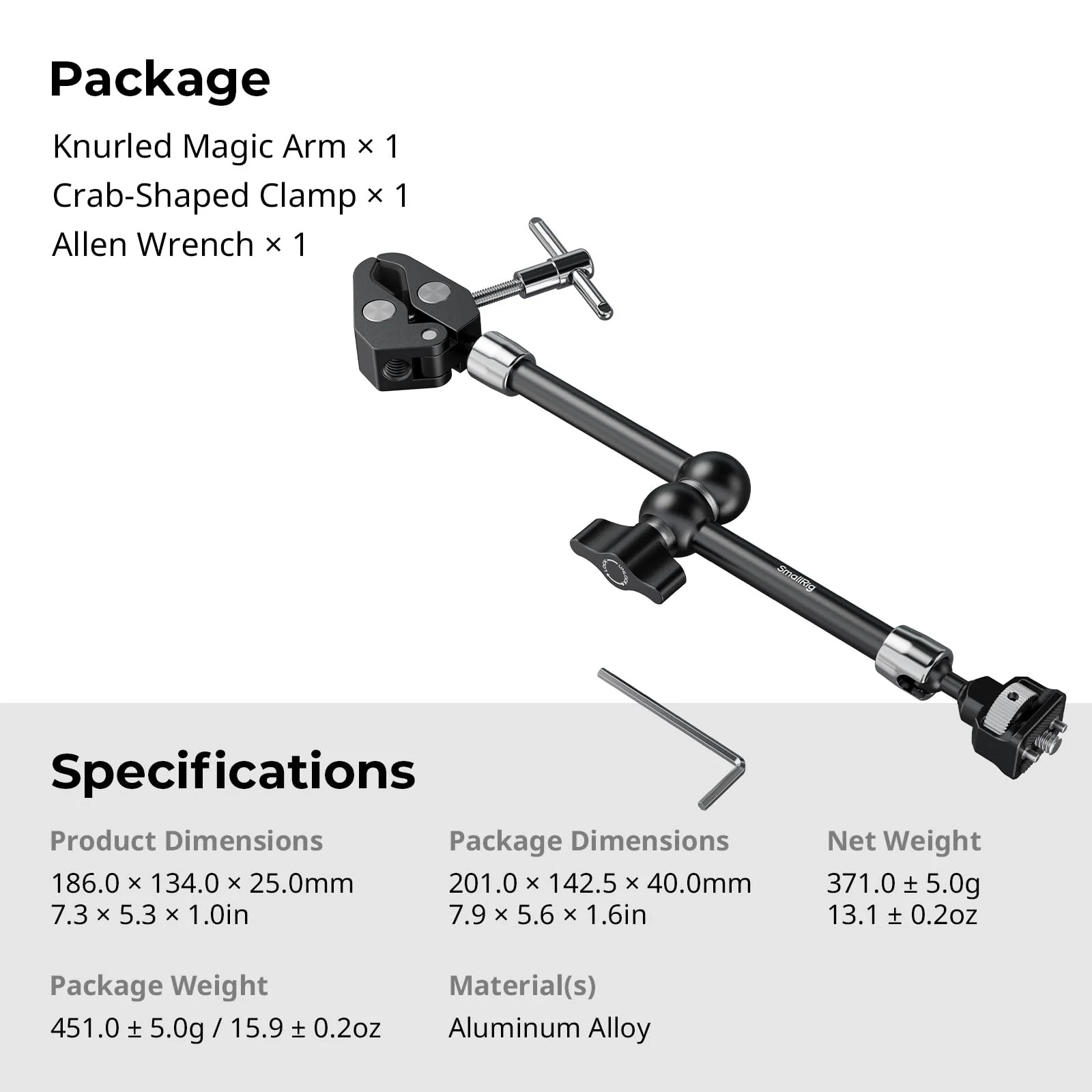 SMALLRIG 11 Inch Magic Arm with Crab-Shaped Clamp, Arm with 1/4"-20 Screw and Retractable Pins, for Action Cameras, Monitors, Video Lights, and Microphones - 5311 11 Inches - Image 8