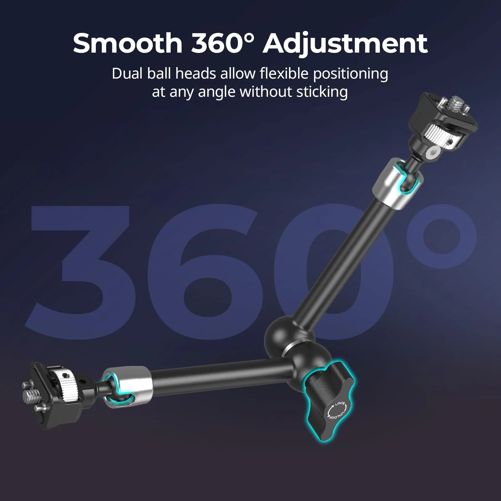 SMALLRIG 11'' Magic Arm with 1/4"-20 Screws & Spring-Loaded Pins, 1.5kg Load Capacity, 360° Dual Ball Head, Non-Slip Design for Cameras/Lights/Monitors/Mics/Phones – 5309 1-Pack (Upgraded Version) - Image 5