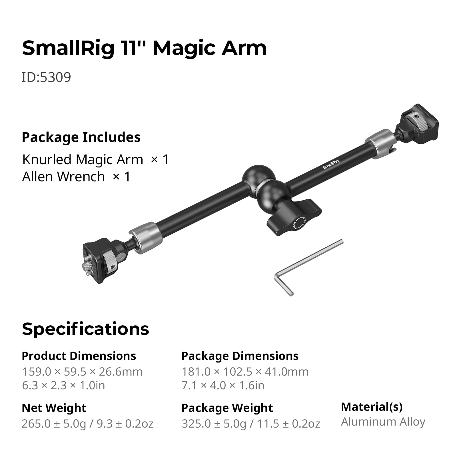 SMALLRIG 11'' Magic Arm with 1/4"-20 Screws & Spring-Loaded Pins, 1.5kg Load Capacity, 360° Dual Ball Head, Non-Slip Design for Cameras/Lights/Monitors/Mics/Phones – 5309 1-Pack (Upgraded Version) - Image 7