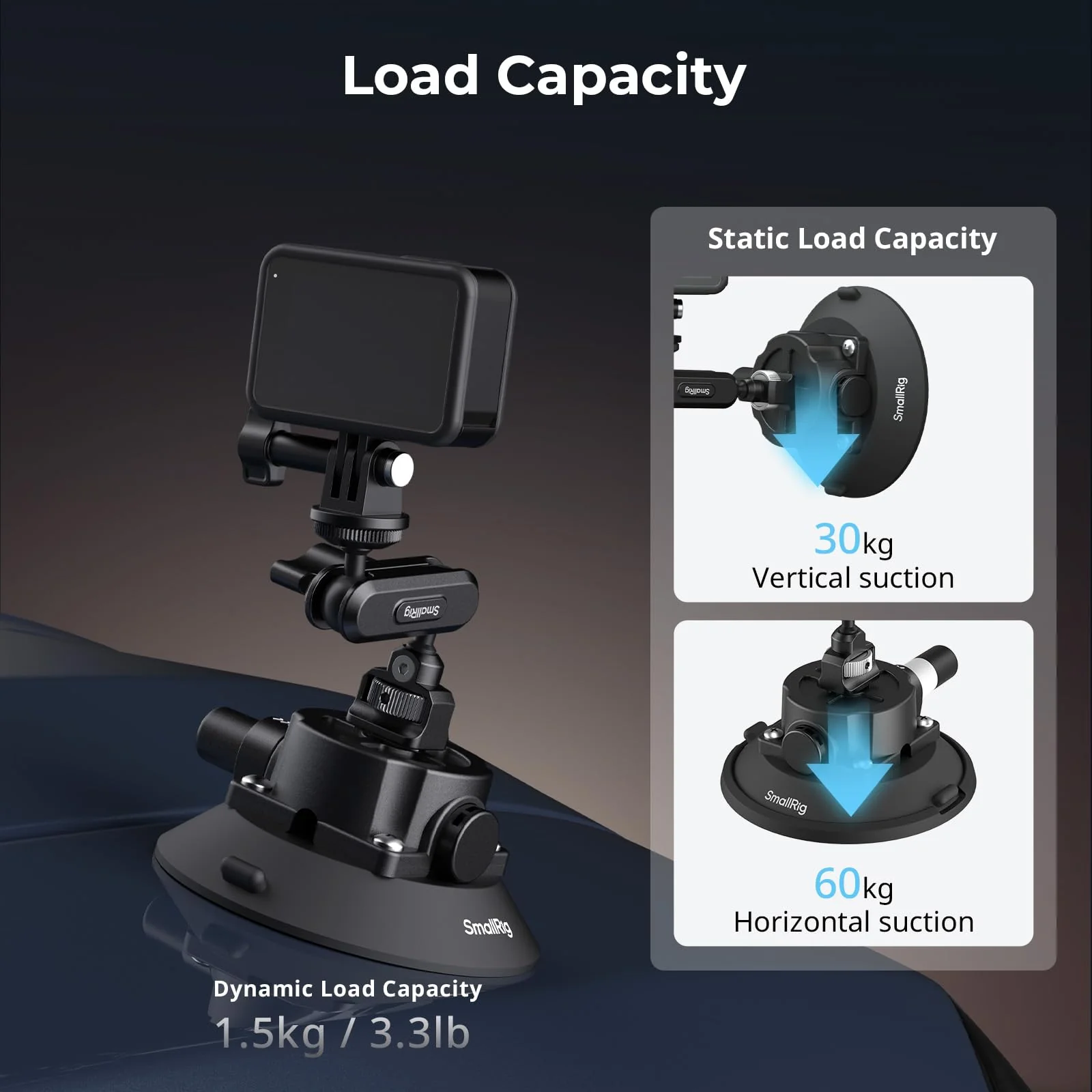 SMALLRIG 4.5" Suction Cup Mount with Ball Head Magic Arm, Camera Mount for DJI Osmo Action 5 Pro/4, for Insta360 x5, for Gopro 13/12,on Car Windshield or Window, Compatible with Action Cameras-5855 4.5" - Image 3