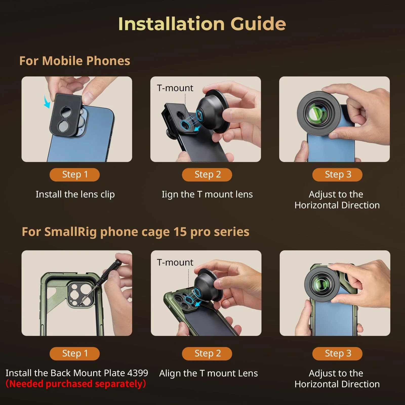 SMALLRIG 75mm HD Master Macro Lens, T-Mount Lens for iPhone, for Samsung, for Huawei, for Xiaomi, Macro Photography Phone Camera Lens Attachment - 4588 - Image 3
