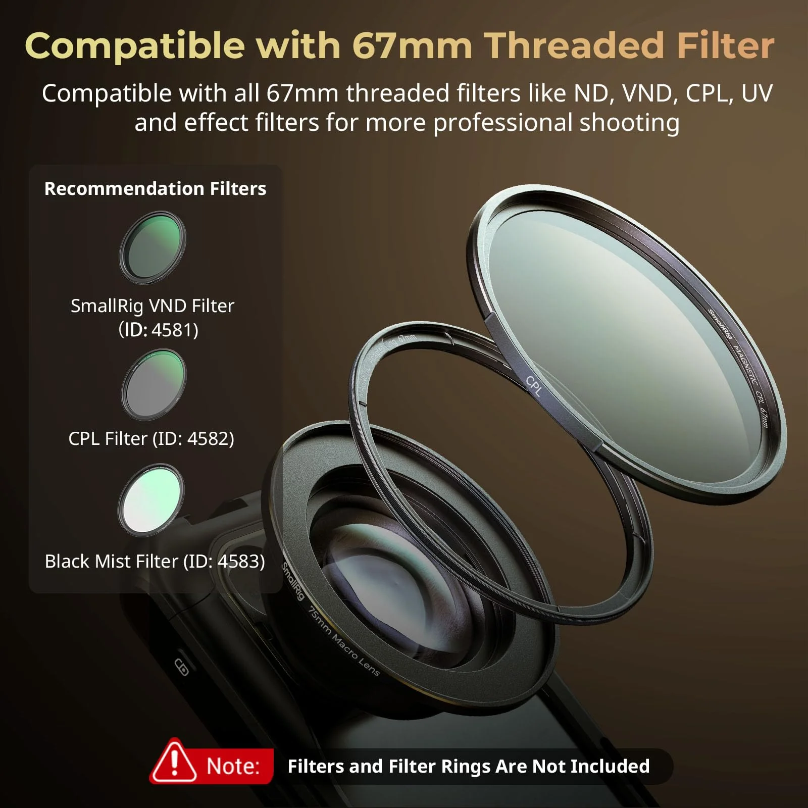 SMALLRIG 75mm HD Master Macro Lens, T-Mount Lens for iPhone, for Samsung, for Huawei, for Xiaomi, Macro Photography Phone Camera Lens Attachment - 4588 - Image 6