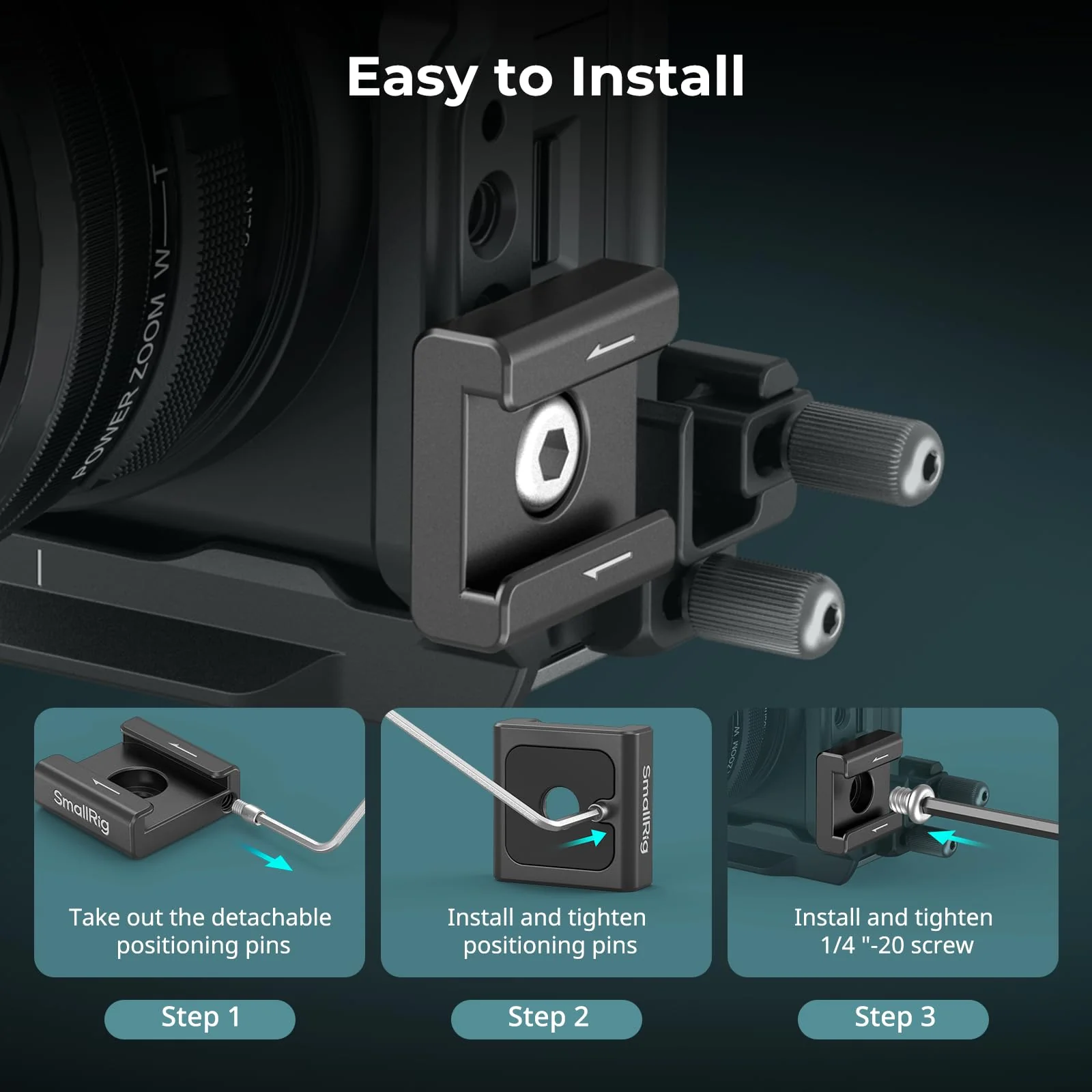 SmallRig Anti-Twist Cold Shoe Mount Adapter (4pcs) with 1/4"-20 Screws, for Flash LED Light Monitor Microphone, with Anti Twist Pins, Compatible with SmallRig Cage - 5033 4 Pieces - Image 4