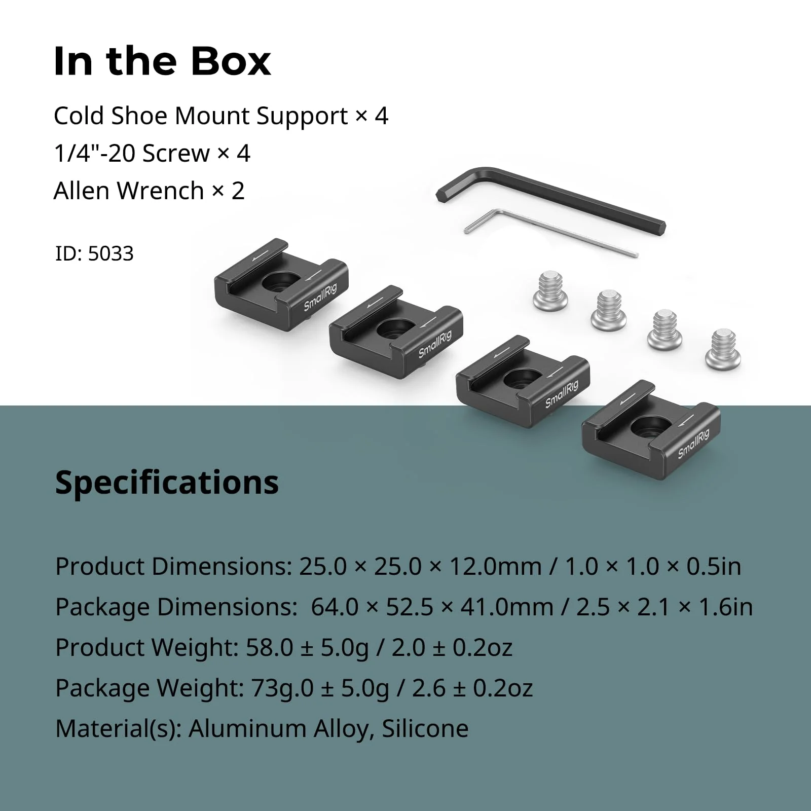 SmallRig Anti-Twist Cold Shoe Mount Adapter (4pcs) with 1/4"-20 Screws, for Flash LED Light Monitor Microphone, with Anti Twist Pins, Compatible with SmallRig Cage - 5033 4 Pieces - Image 7