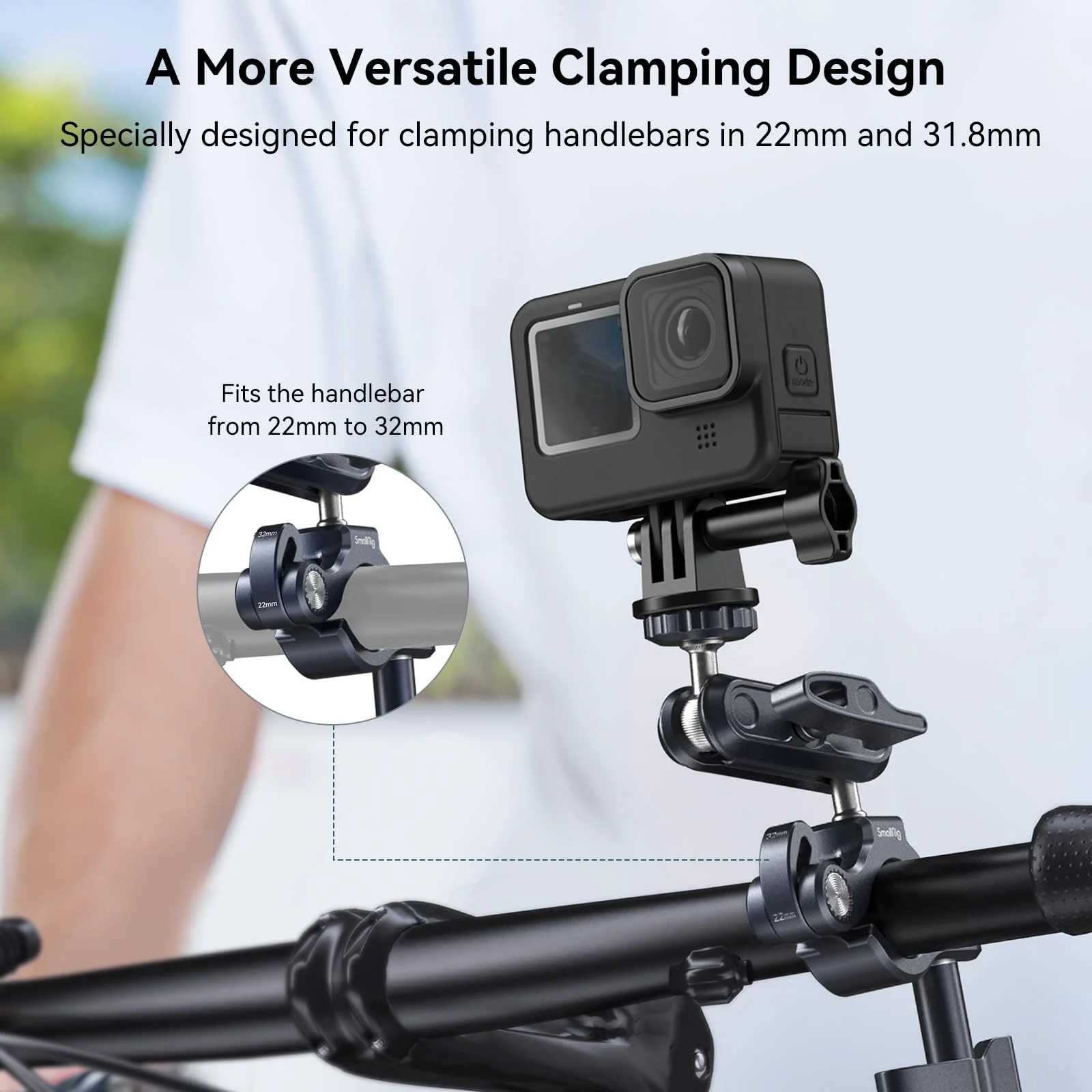 SMALLRIG Bike Motorcycle Handlebar Mount for Gopro, Pole and Roll Bar Mount, CNC All-Metal 22-32mm for Action Cameras Gopro, Insta360 and DJI - 4191 - Image 5
