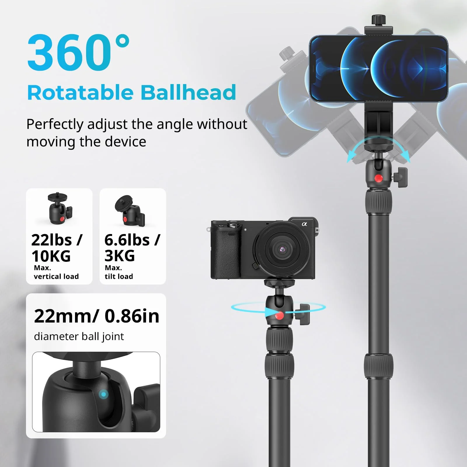 SMALLRIG Camera Desk Mount C Stand, 15"-35" Adjustable Desk Tripod Light Stand, Tabletop C Clamp for Webcam, DSLR Camera, Ring Light, Live Streaming, Photo Video Shooting Clamp 3488 - Image 4