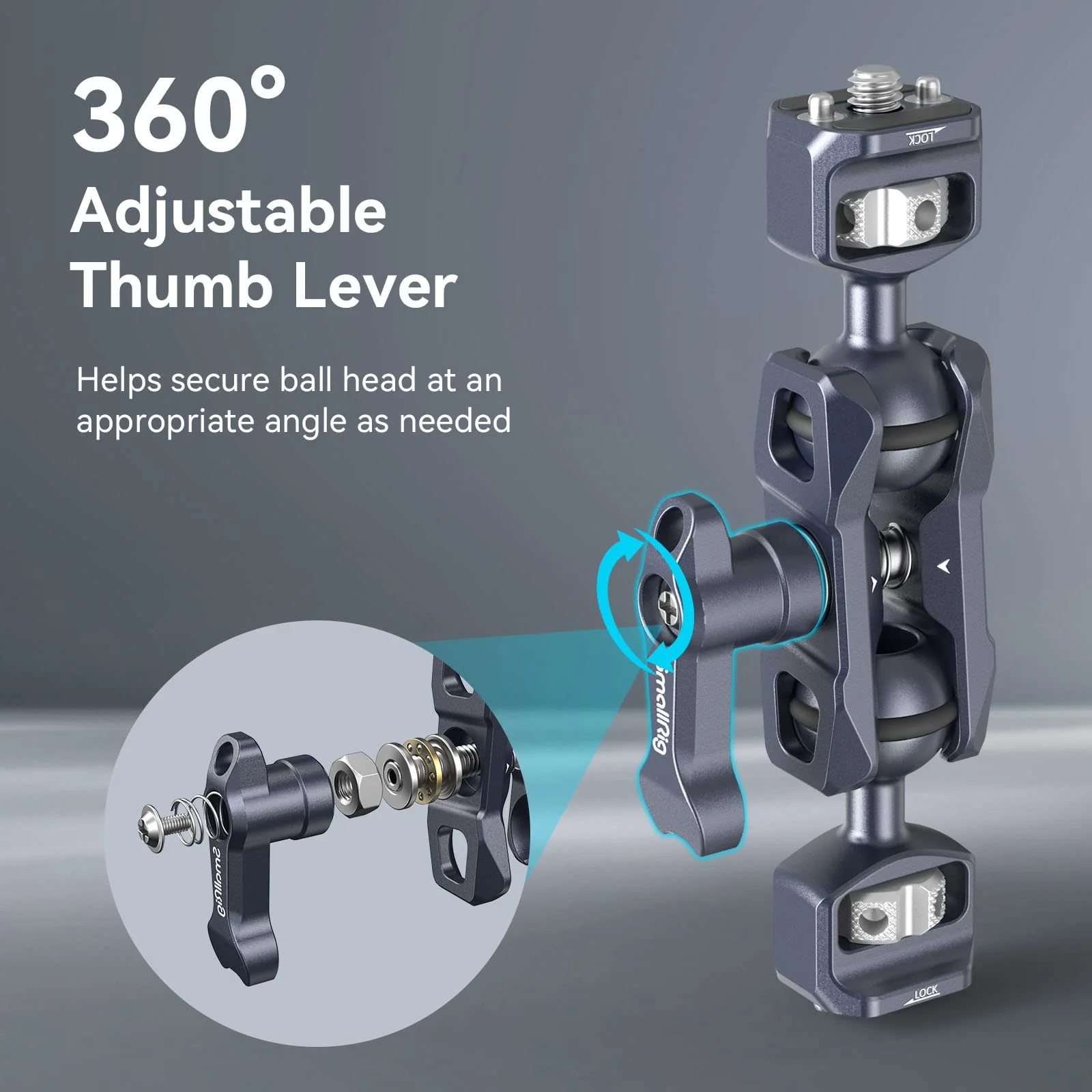 SMALLRIG Camera Magic Arm, Flexible Articulating Arm with 1/4” Screws, Field Monitor Mount with Dual Ballhead, Aluminum Standard - Image 5