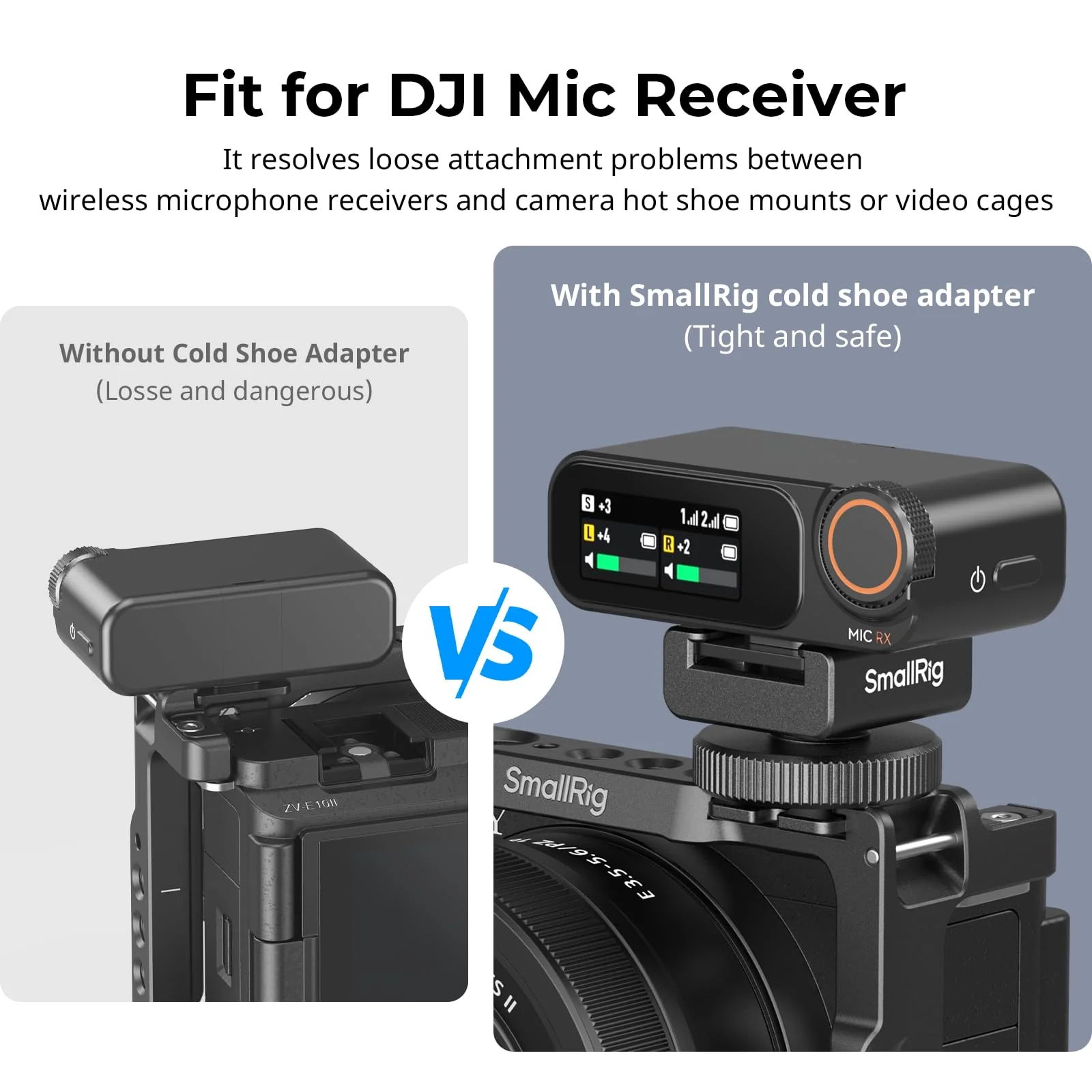 SmallRig Cold Shoe Mount Adapter for Wireless Microphone, for DJI Mic / Mic 2, for RODE Wireless Go II, for Saramonic BLink 900 B, for Hollyland C1, with 1/4"-20 Threaded Hole, Anti Drop Design - 4822 - Image 5