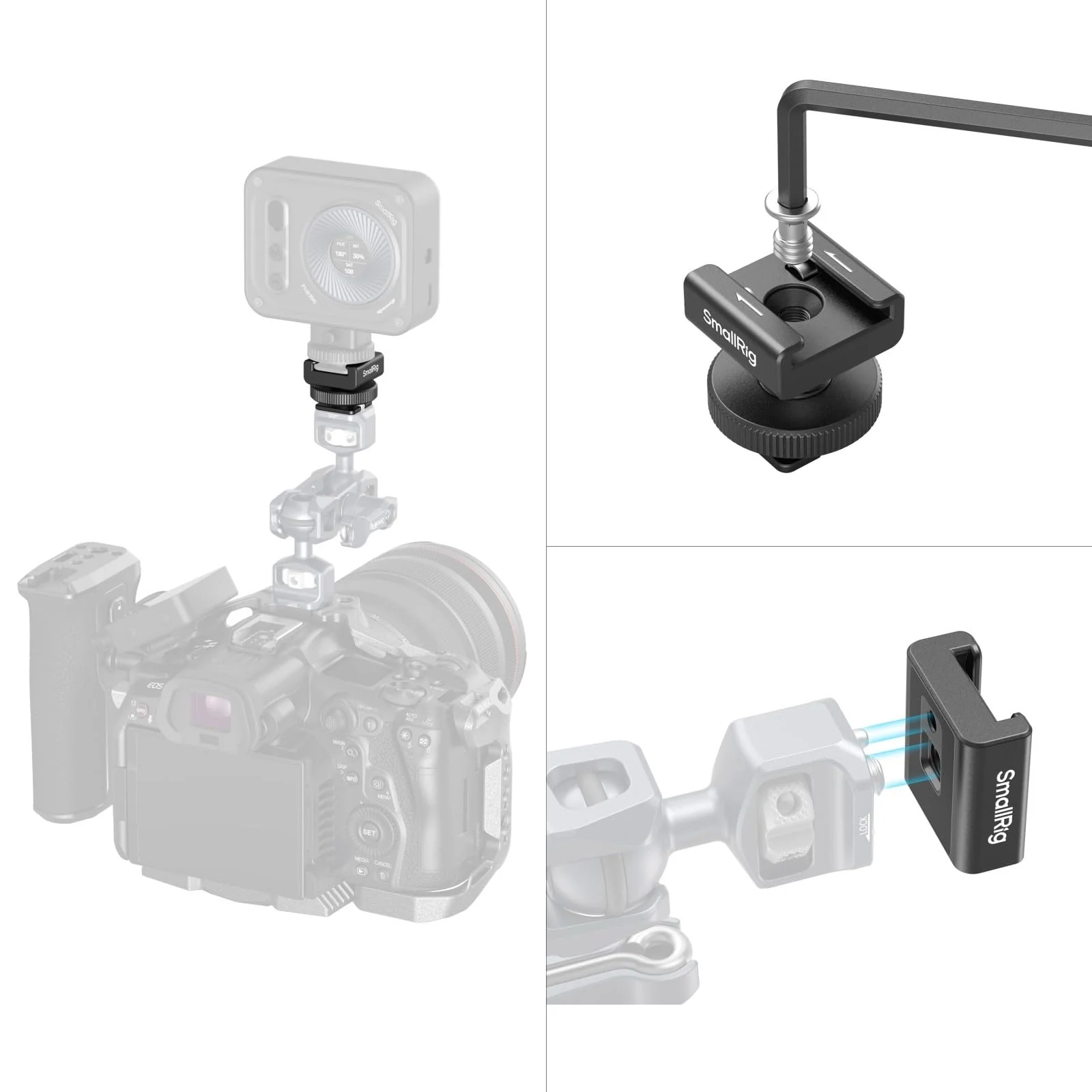SmallRig Cold Shoe Mount Adapter for Wireless Microphone, for DJI Mic / Mic 2, for RODE Wireless Go II, for Saramonic BLink 900 B, for Hollyland C1, with 1/4"-20 Threaded Hole, Anti Drop Design - 4822 - Image 7