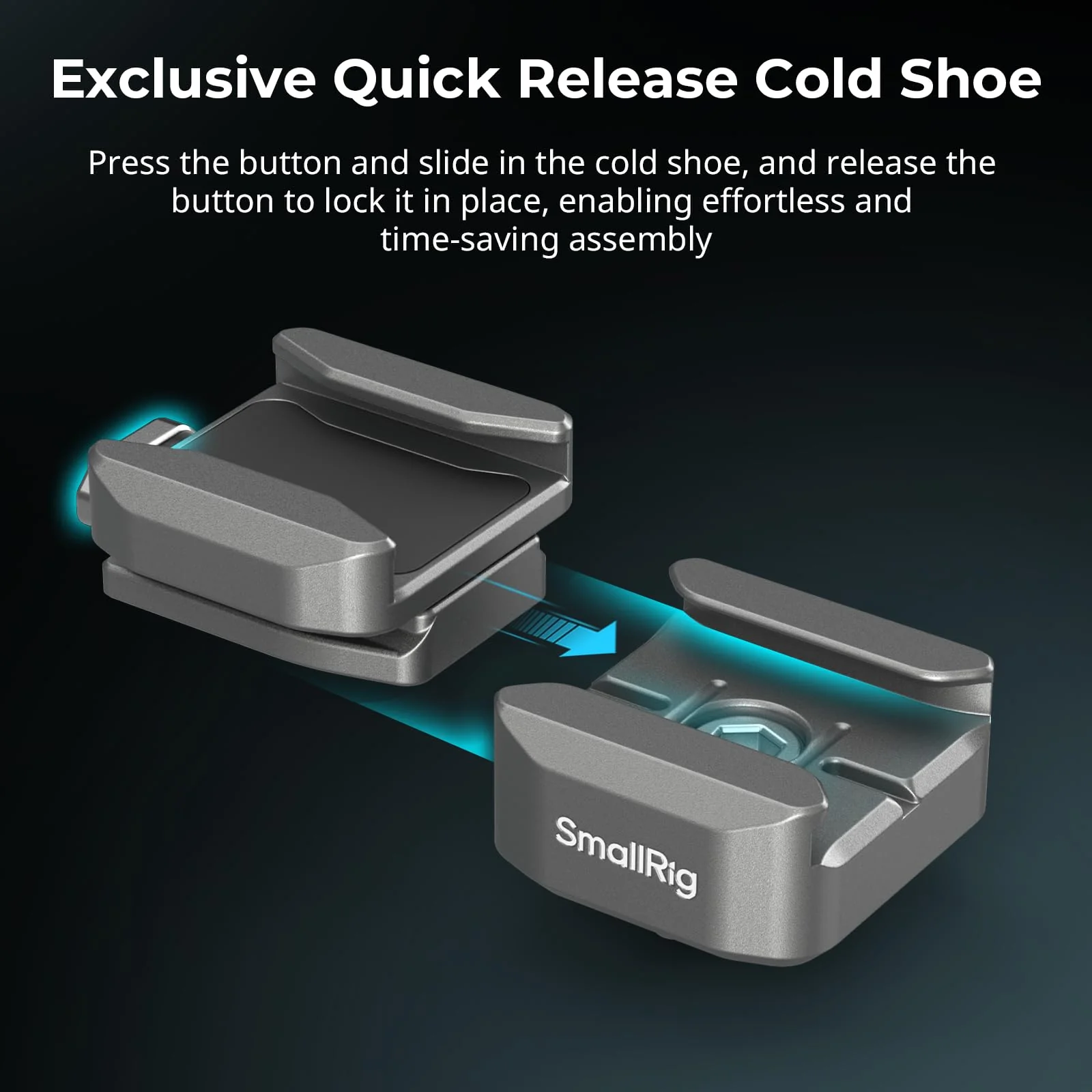 SmallRig HawkLock H18 Quick Release Support with Cold Shoe, Dual-Direction QR-Slide Cold Shoe Mount with Anti--Drop Pin & Silicone Pad, Load up to 1.8lb for LED Video Light, Microphone - 4500 - Image 2