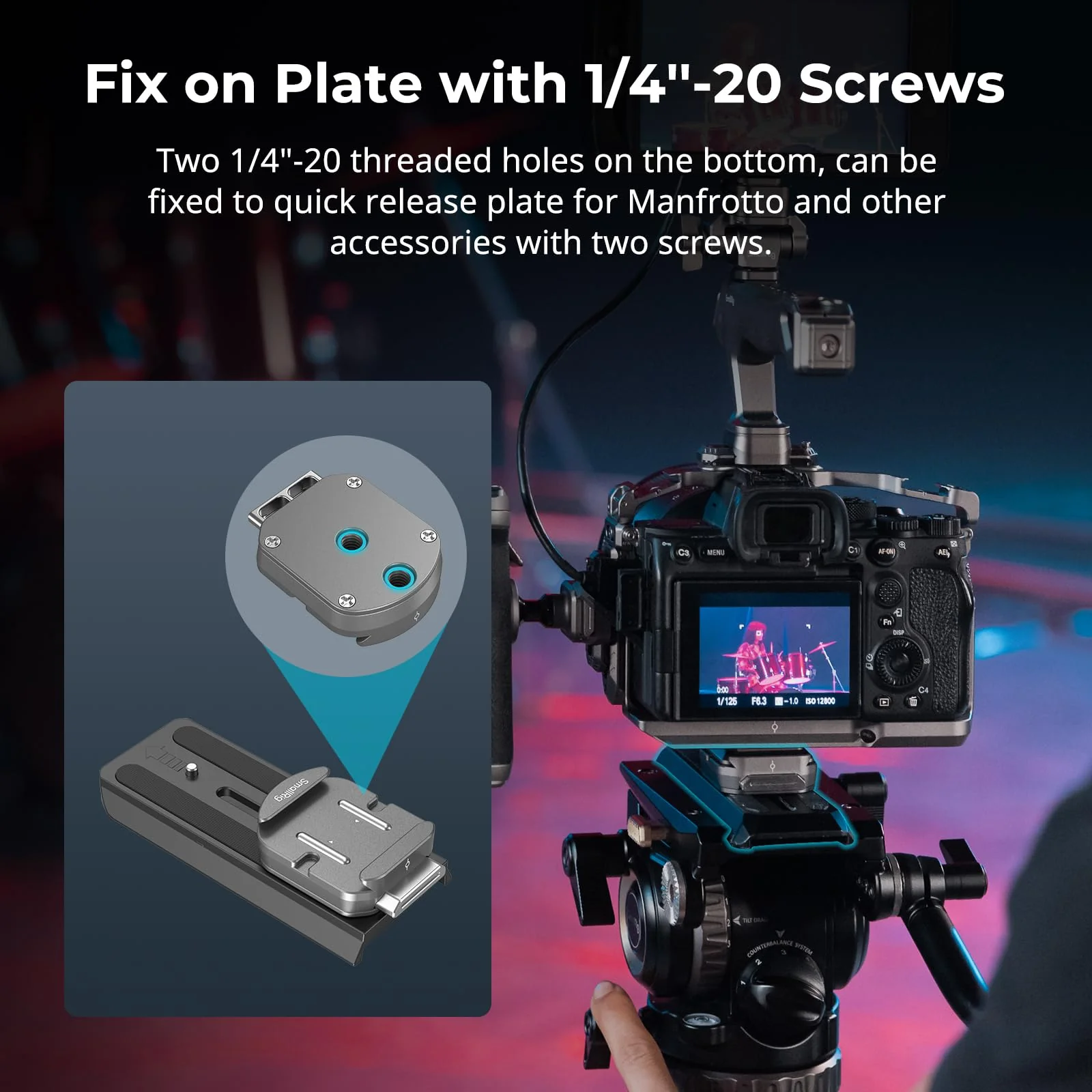 SmallRig HawkLock H38 Quick Release Mount Plate for Arca-Swiss, QR-Slide Camera Mount Plate for Arca with Two 1/4"-20 Screw, Silicone Pad and 1/4"-20 Threaded Hole for Manfrotto Plate or Tripod - 4486 - Image 7