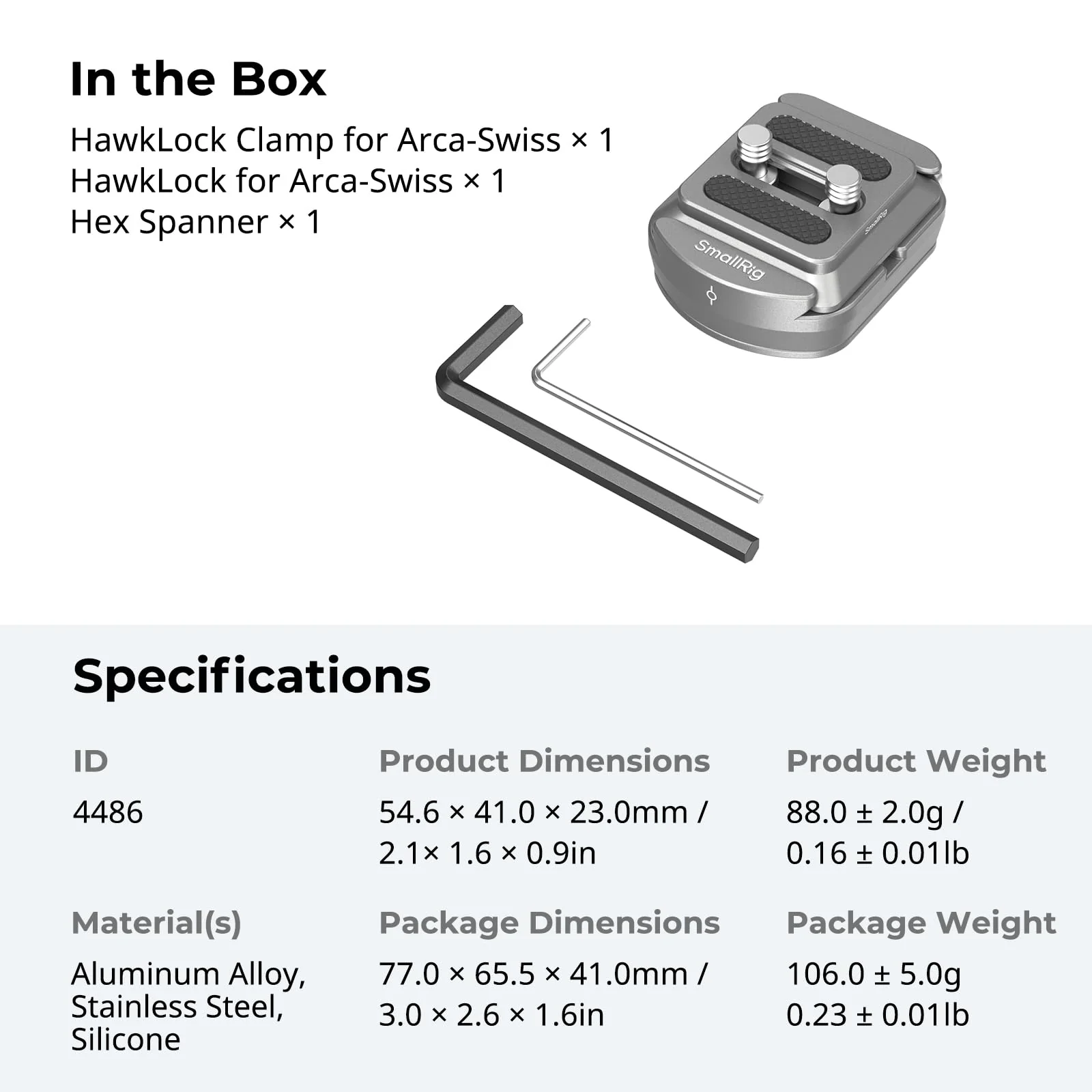 SmallRig HawkLock H38 Quick Release Mount Plate for Arca-Swiss, QR-Slide Camera Mount Plate for Arca with Two 1/4"-20 Screw, Silicone Pad and 1/4"-20 Threaded Hole for Manfrotto Plate or Tripod - 4486 - Image 8