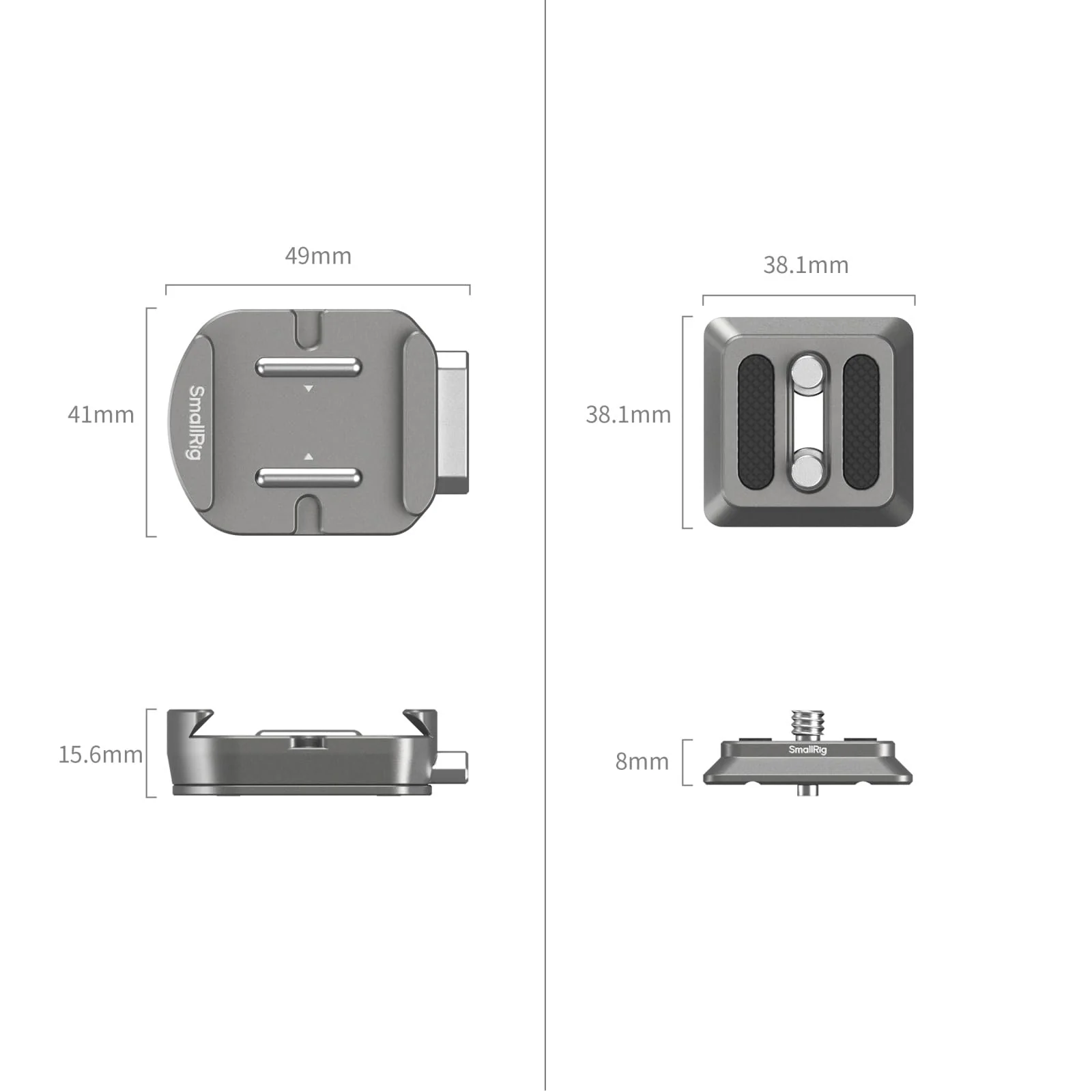 SmallRig HawkLock H38 Quick Release Mount Plate for Arca-Swiss, QR-Slide Camera Mount Plate for Arca with Two 1/4"-20 Screw, Silicone Pad and 1/4"-20 Threaded Hole for Manfrotto Plate or Tripod - 4486 - Image 9