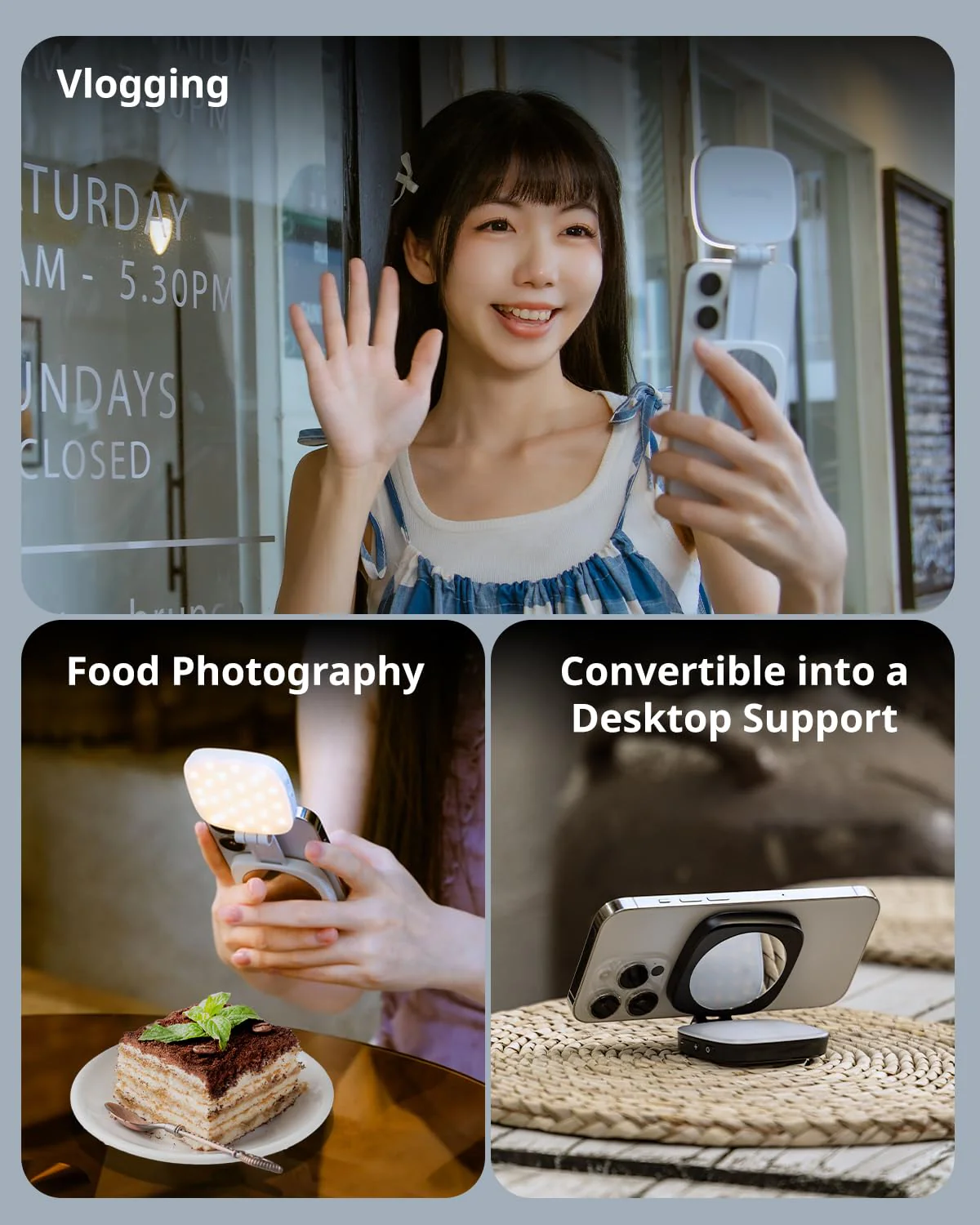 SmallRig Magnetic Selfie Light for iPhone, Phone Light with a Mirror, Instant Attachment for MagSafe, for Selfies, Video Conference, Vibe P48 Black - Image 8