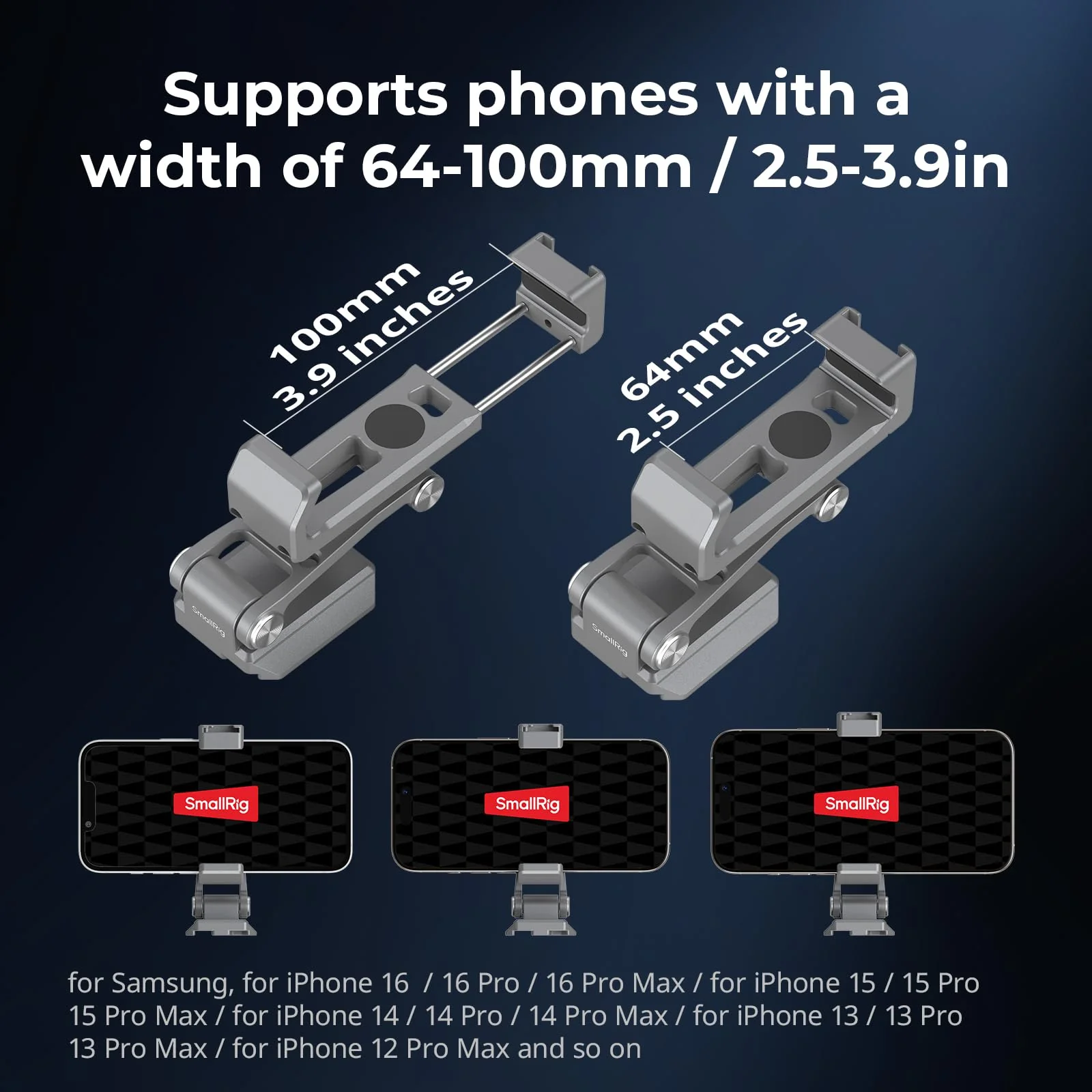 SMALLRIG Metal Phone Mount with Baseplate for Arca-Swiss,Compatible for DJI RS 4 Mini & RS 3 Mini, Phone Mount Adapter Support Free Adjustment Joints, Phone Tripod Mount for iPhone 17/16/15-5338 - Image 3