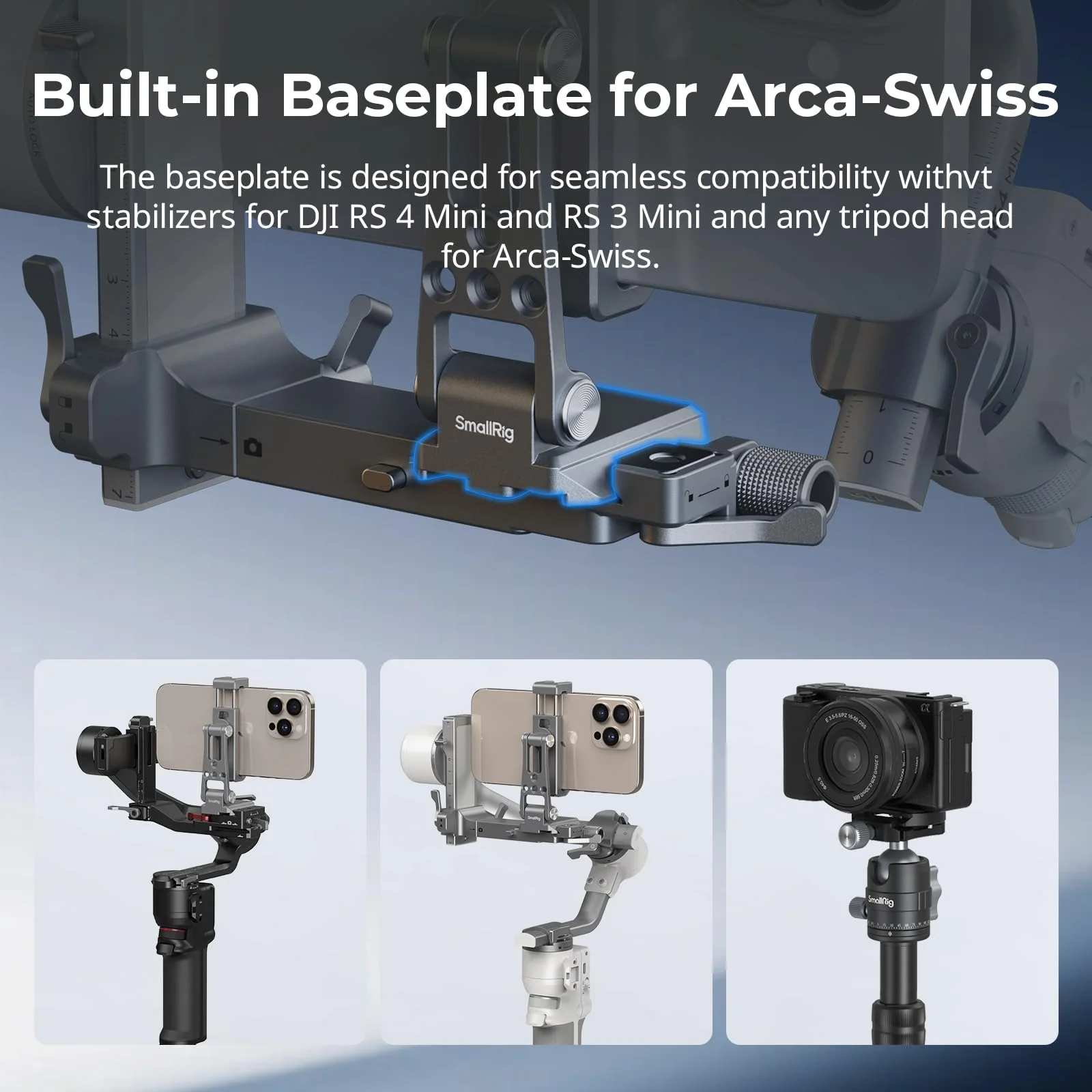 SMALLRIG Metal Phone Mount with Baseplate for Arca-Swiss,Compatible for DJI RS 4 Mini & RS 3 Mini, Phone Mount Adapter Support Free Adjustment Joints, Phone Tripod Mount for iPhone 17/16/15-5338 - Image 6