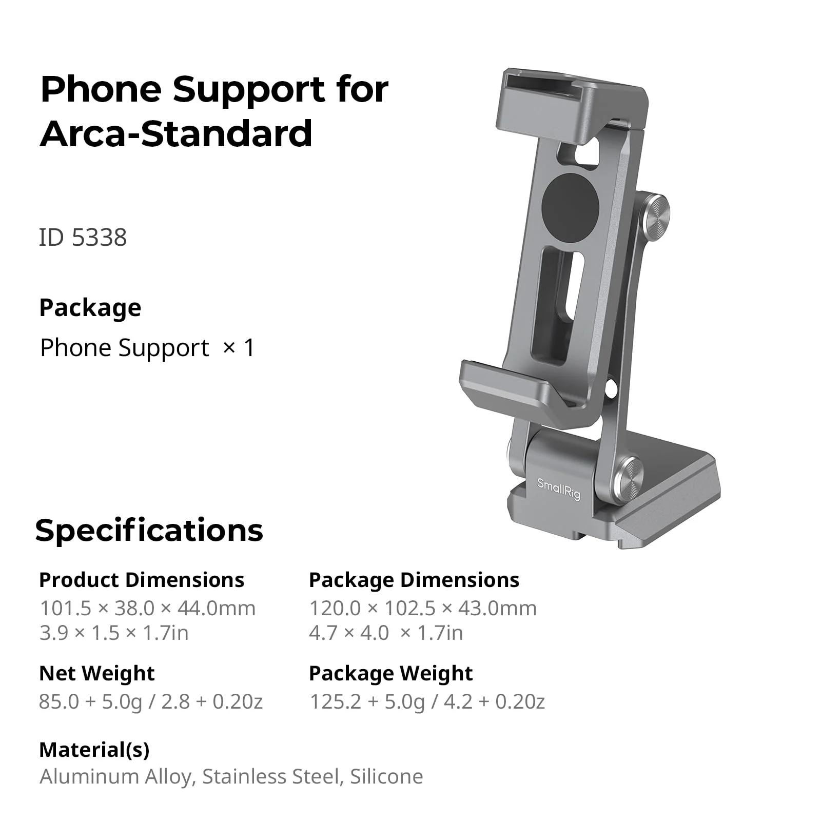 SMALLRIG Metal Phone Mount with Baseplate for Arca-Swiss,Compatible for DJI RS 4 Mini & RS 3 Mini, Phone Mount Adapter Support Free Adjustment Joints, Phone Tripod Mount for iPhone 17/16/15-5338 - Image 7