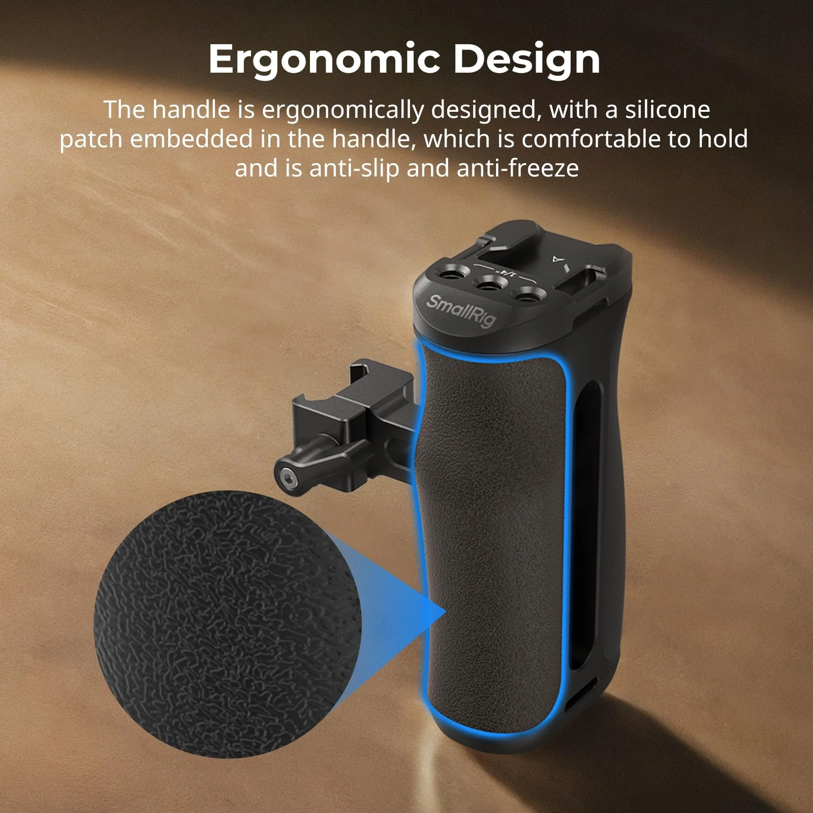 SmallRig Mini NATO Side Handle for Camera Cages, Universal Ergonomic Side Handgrip, 43mm Up/Down Adjustable, Bulit-in 1/4"-20 Threaded Hole, Strap Hole, Cold Shoe - 4840 - Image 2