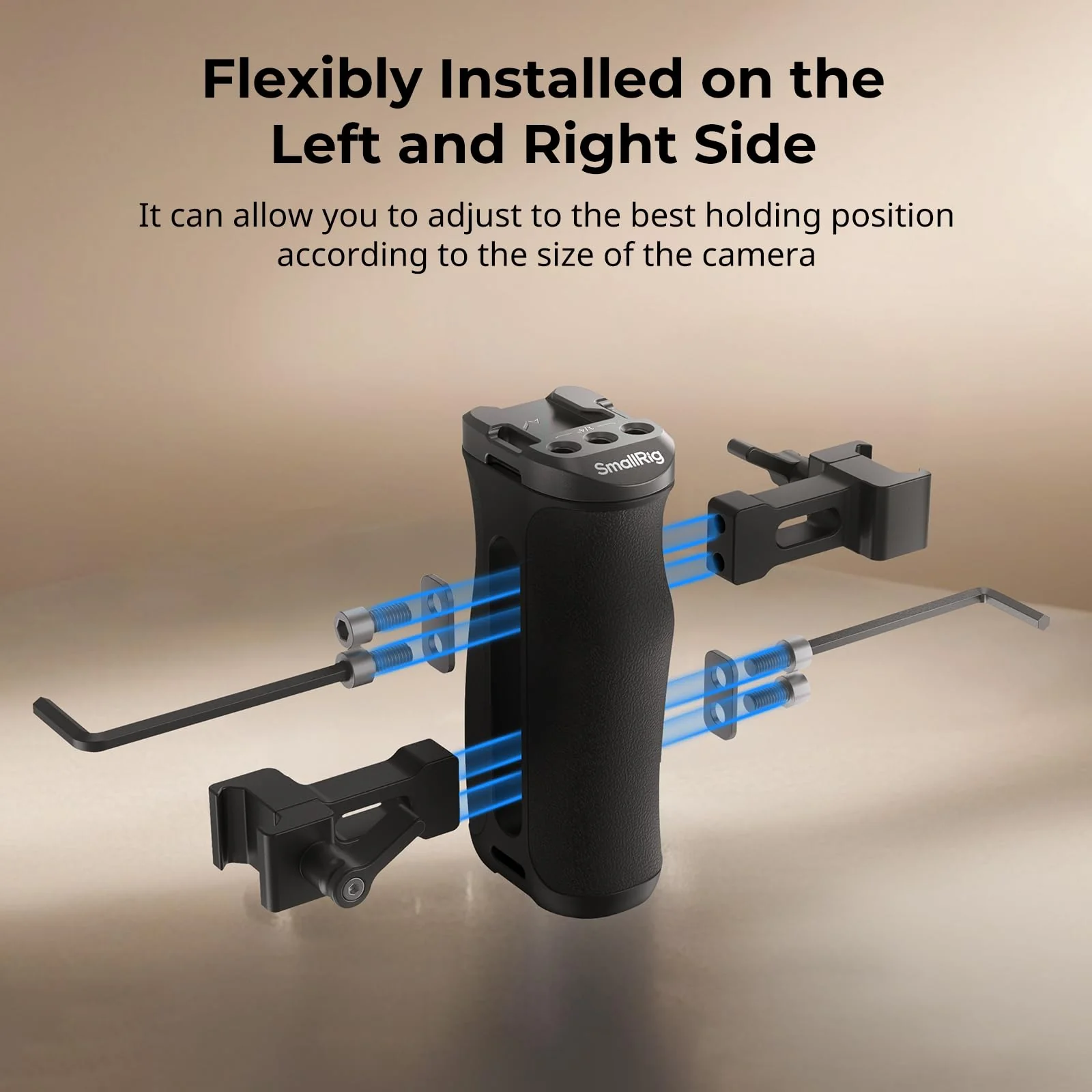 SmallRig Mini NATO Side Handle for Camera Cages, Universal Ergonomic Side Handgrip, 43mm Up/Down Adjustable, Bulit-in 1/4"-20 Threaded Hole, Strap Hole, Cold Shoe - 4840 - Image 3