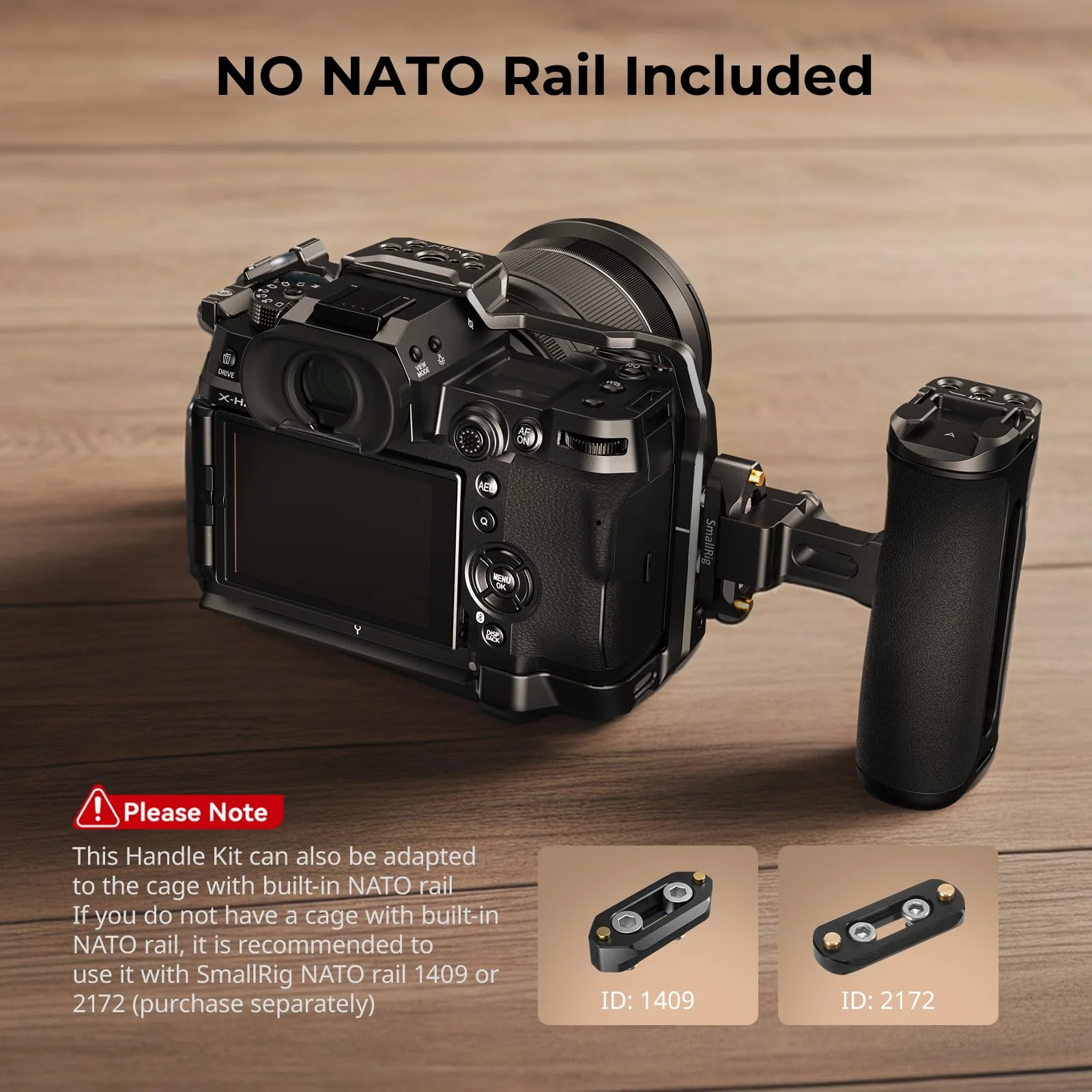 SmallRig Mini NATO Side Handle for Camera Cages, Universal Ergonomic Side Handgrip, 43mm Up/Down Adjustable, Bulit-in 1/4"-20 Threaded Hole, Strap Hole, Cold Shoe - 4840 - Image 4