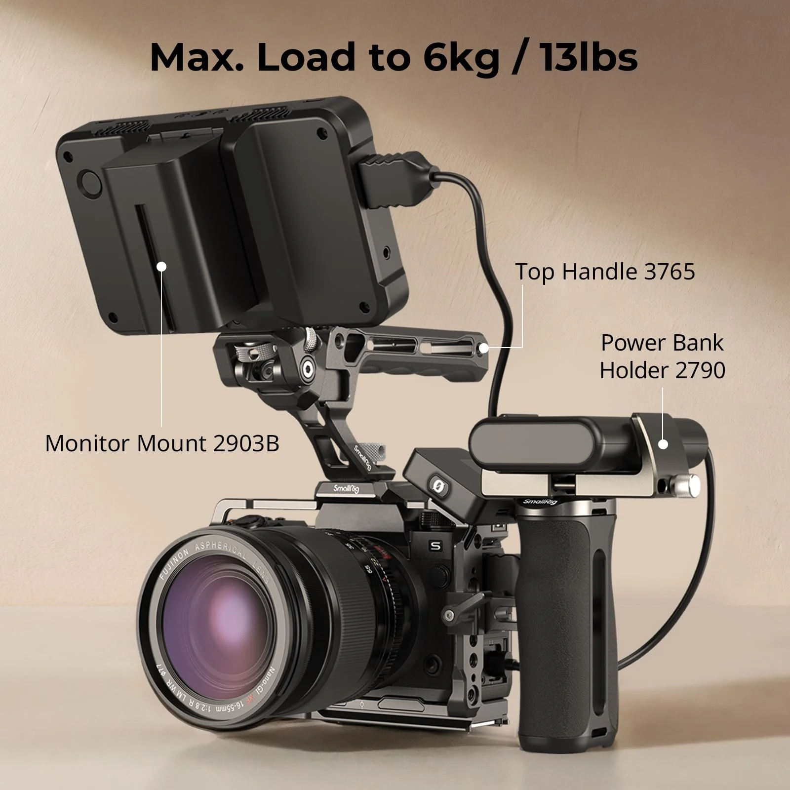 SmallRig Mini NATO Side Handle for Camera Cages, Universal Ergonomic Side Handgrip, 43mm Up/Down Adjustable, Bulit-in 1/4"-20 Threaded Hole, Strap Hole, Cold Shoe - 4840 - Image 7