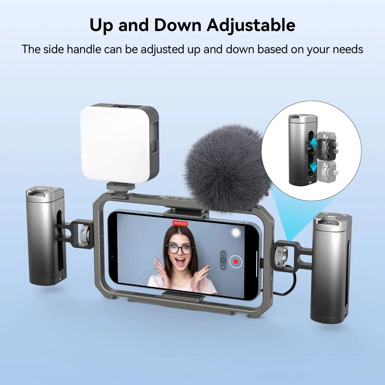 SmallRig Mini Side Handle for Phone Cage Smartphone Video Rig with 1/4''-20 Threads and Cold Shoe, Up and Down Adjustable - 3894 3894 (without wireless control) - Image 3